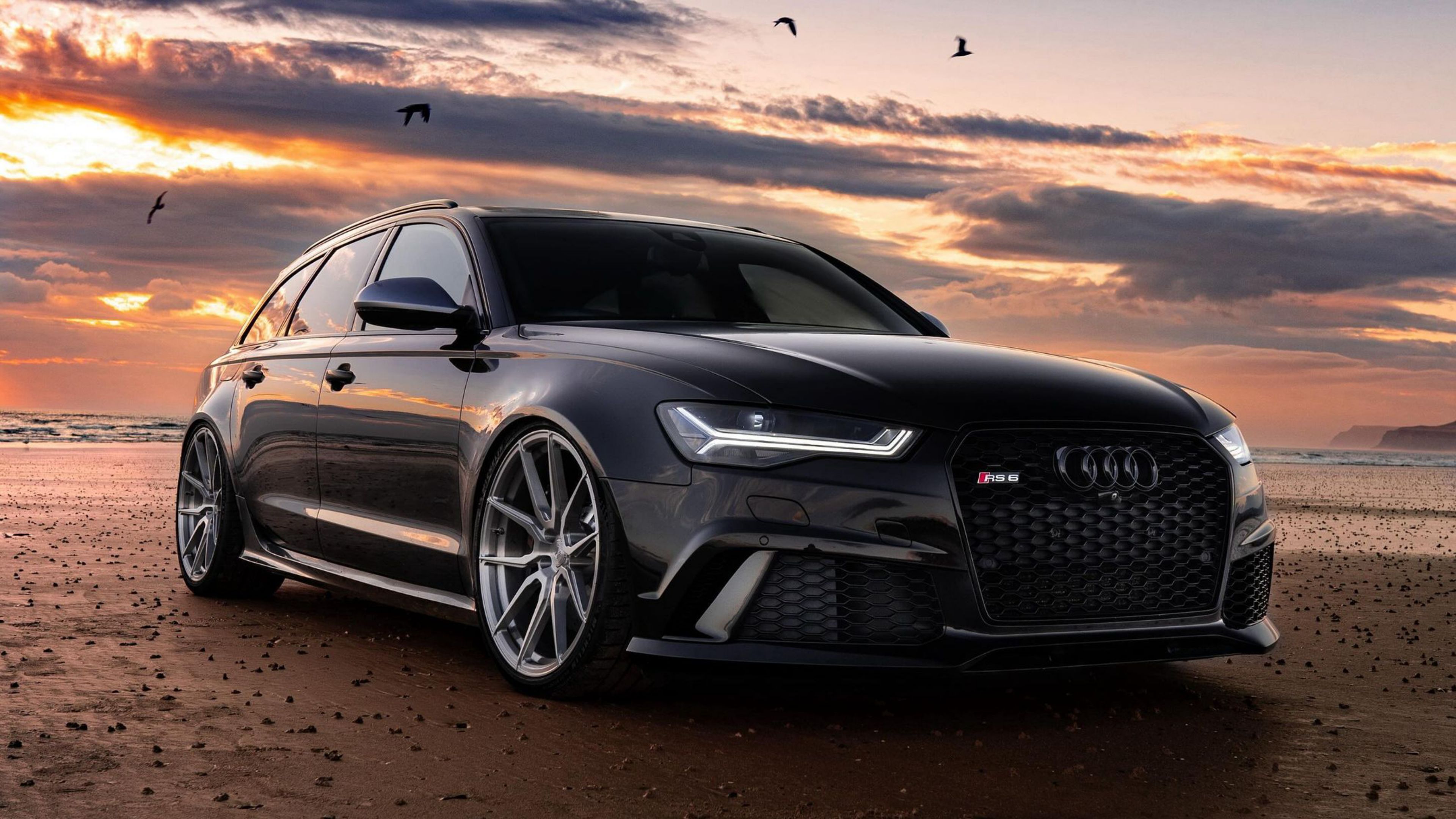 Audi RS6 nera al tramonto, 3840x2160 Ultra HD, 4K TV