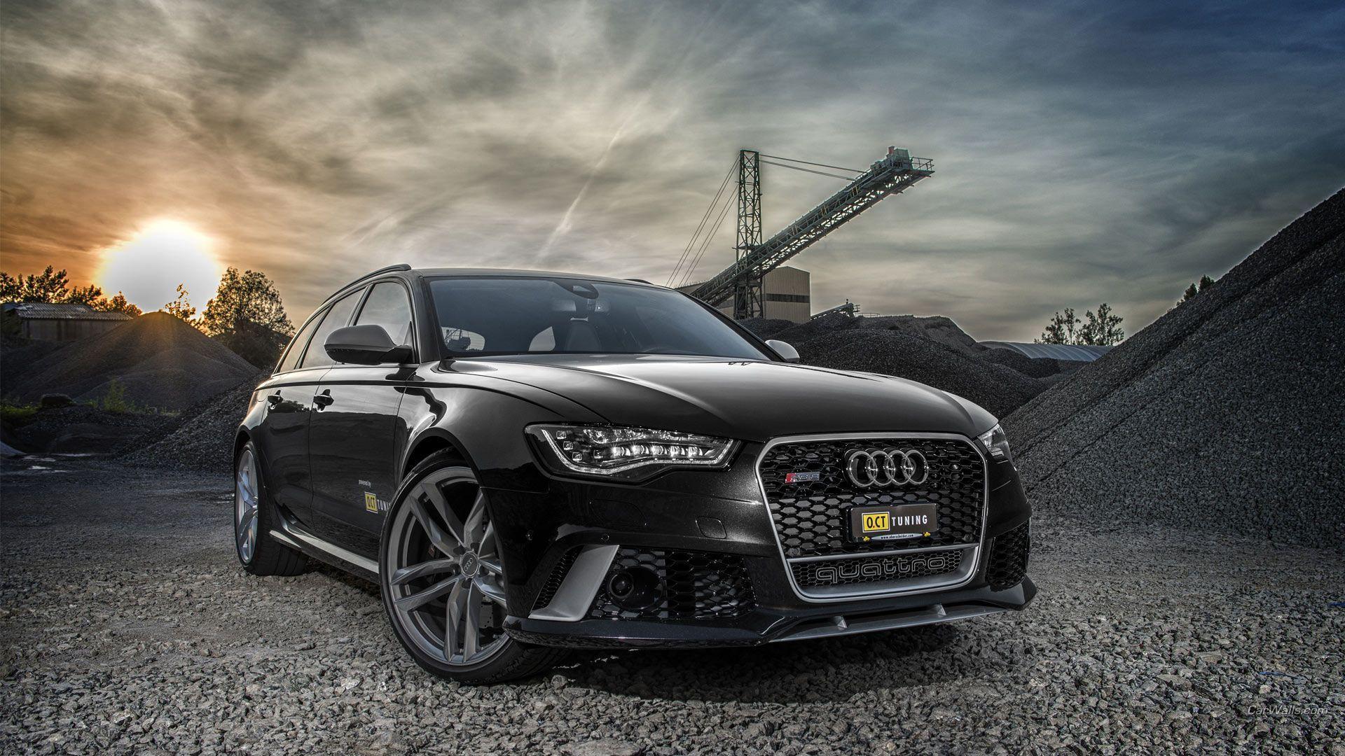 Audi RS6 nera al tramonto, sfondo 1920x1080 Full HD 1080p, PC