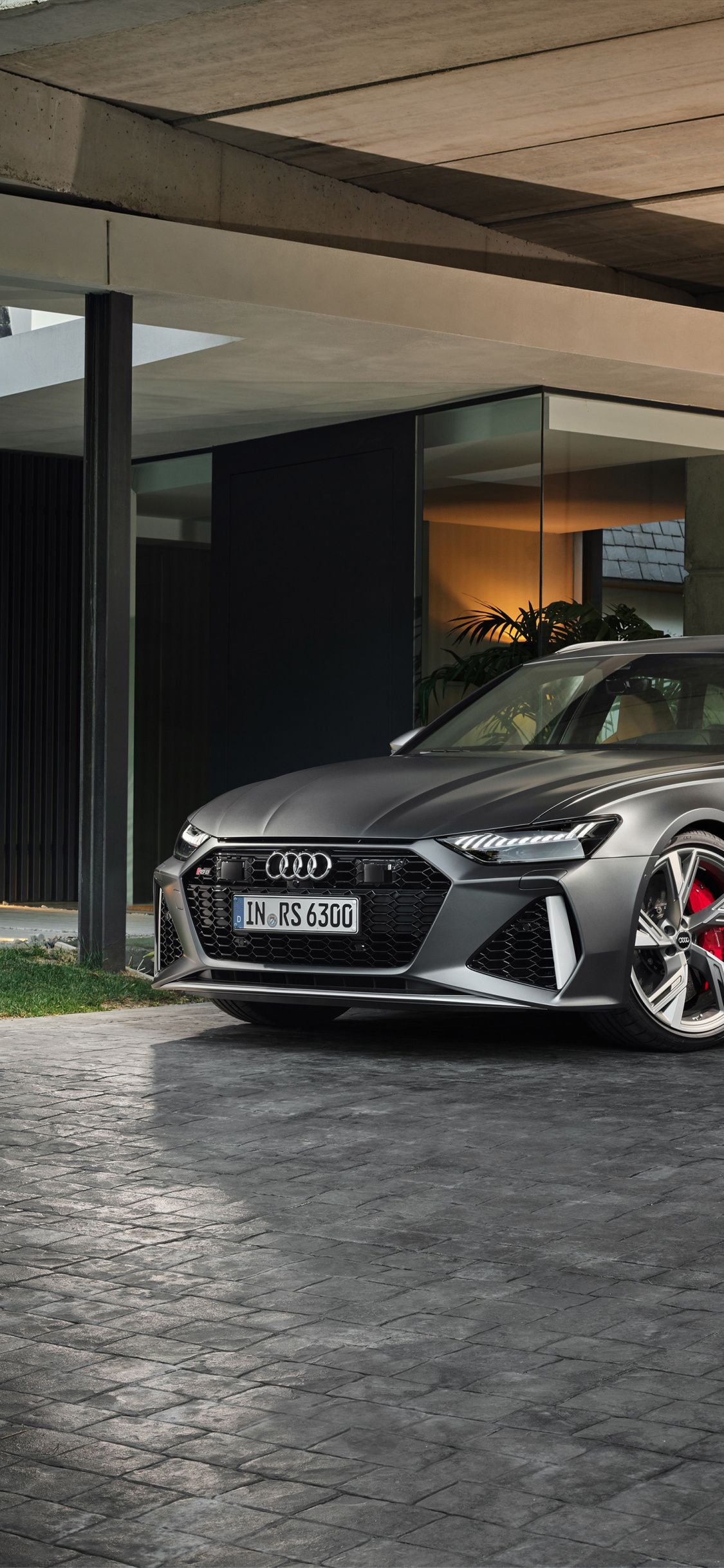 Audi RS6 Avant grigia, sfondi 1125x2436 Verticale, Telefono