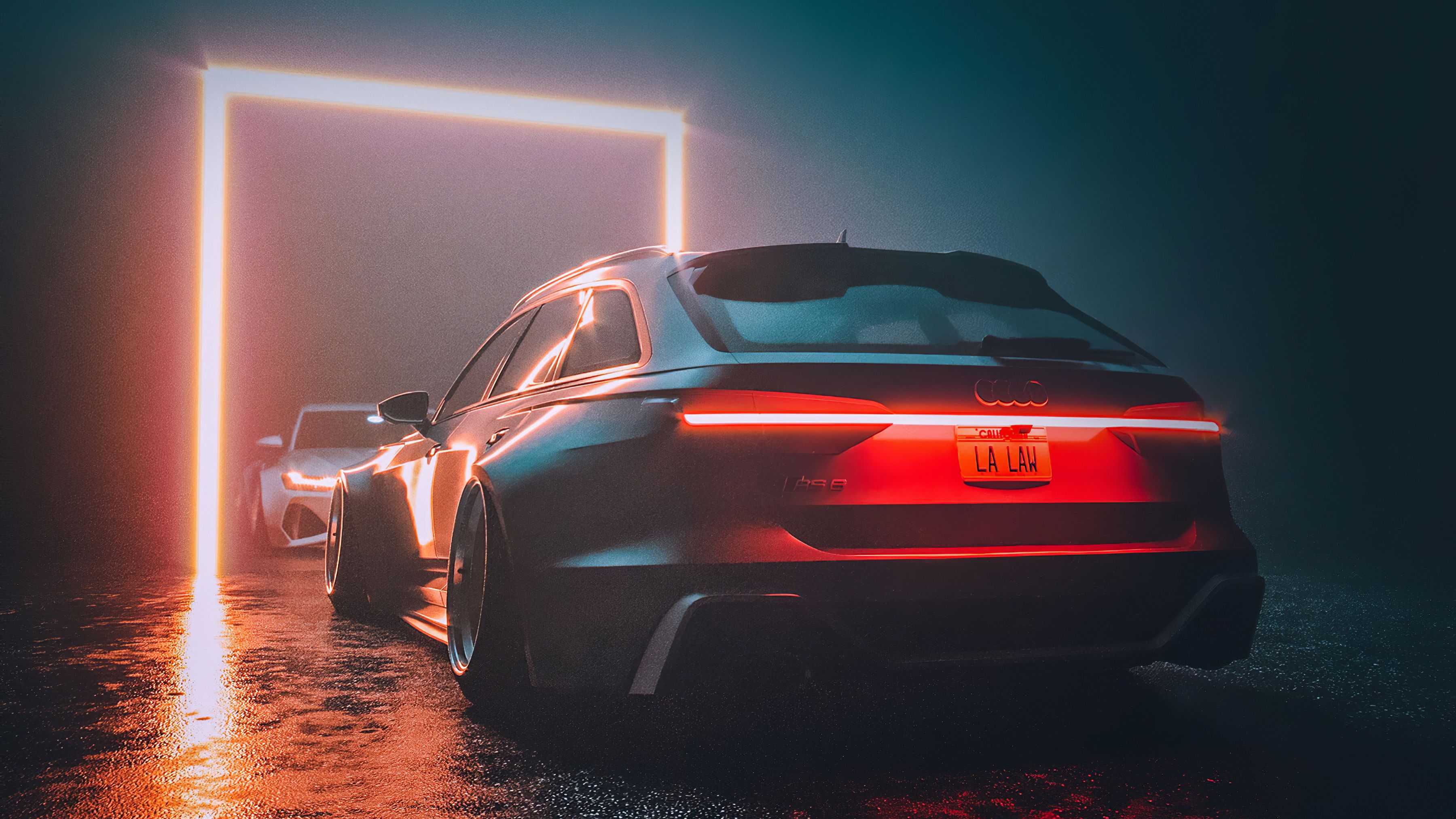 Audi RS6 posteriore neon rosso, station wagon, 3600x2025 2K, Laptop