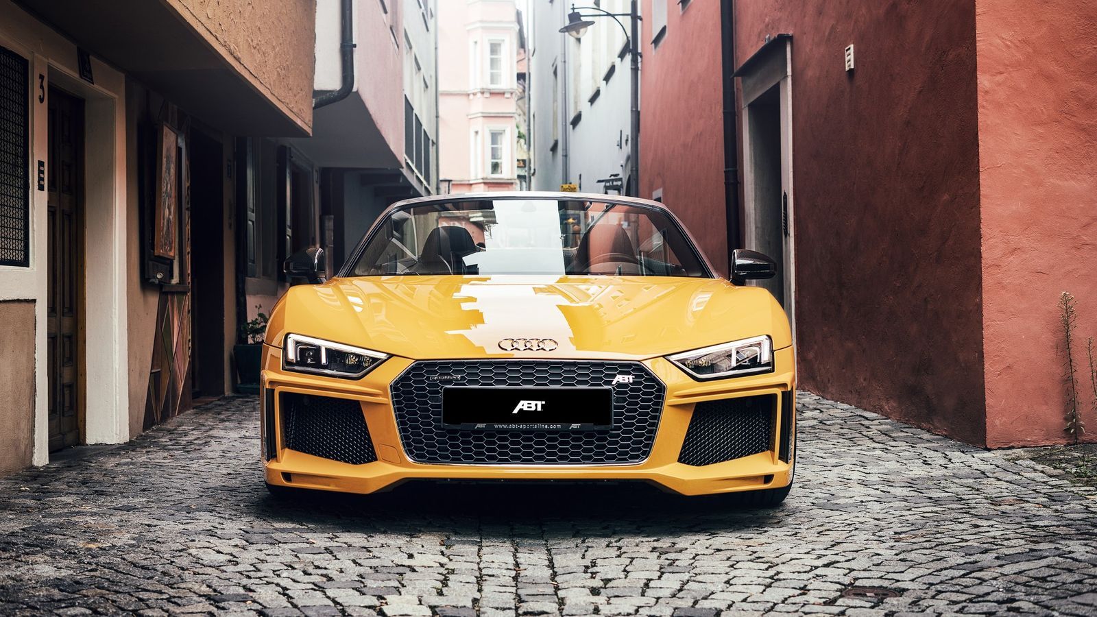 ABT Audi R8 gialla vicolo, supercar, 1600x900 HD, iMac