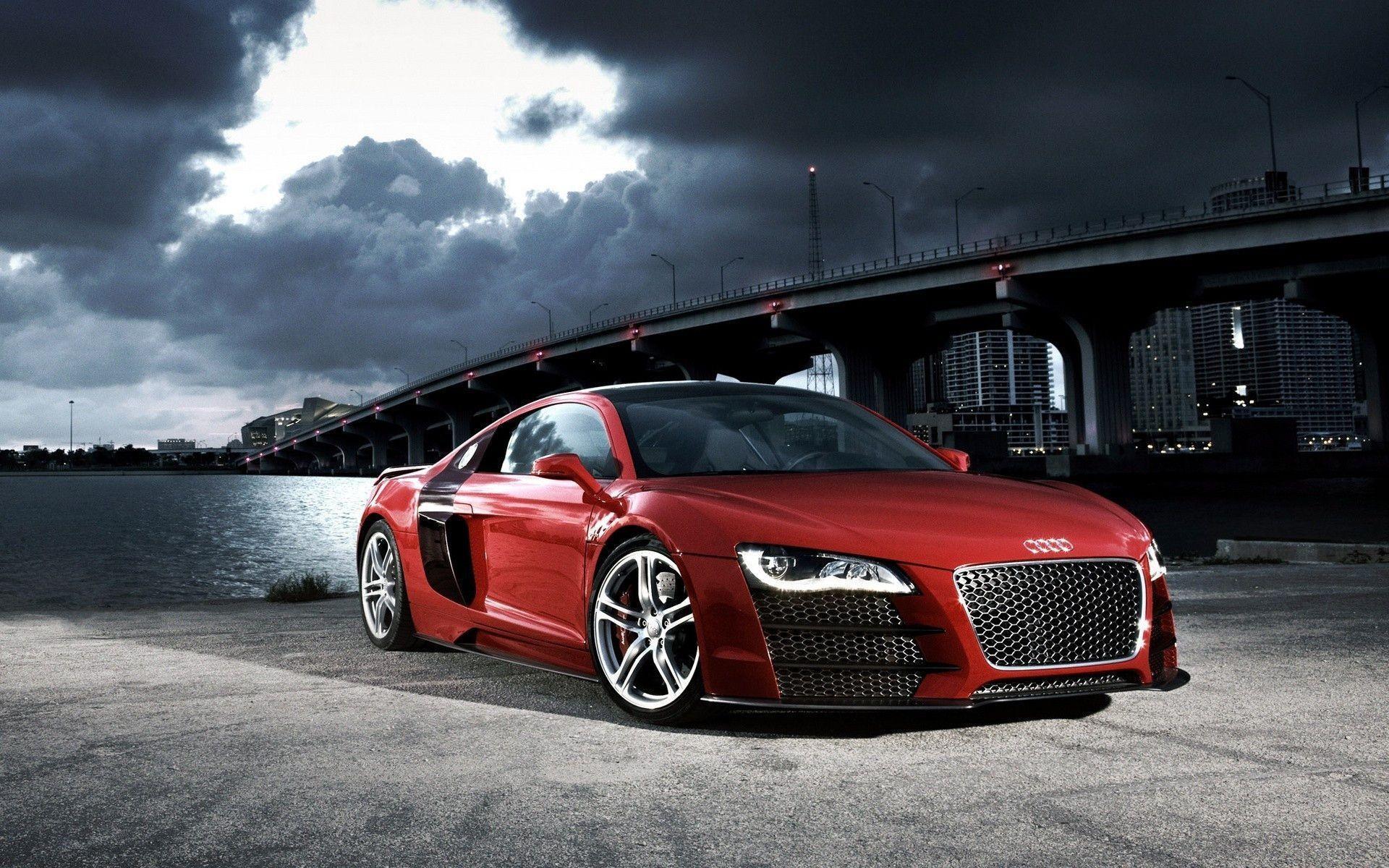 Audi R8 rossa ponte nuvole, V10, 1920x1200 Full HD+ WUXGA, Desktop