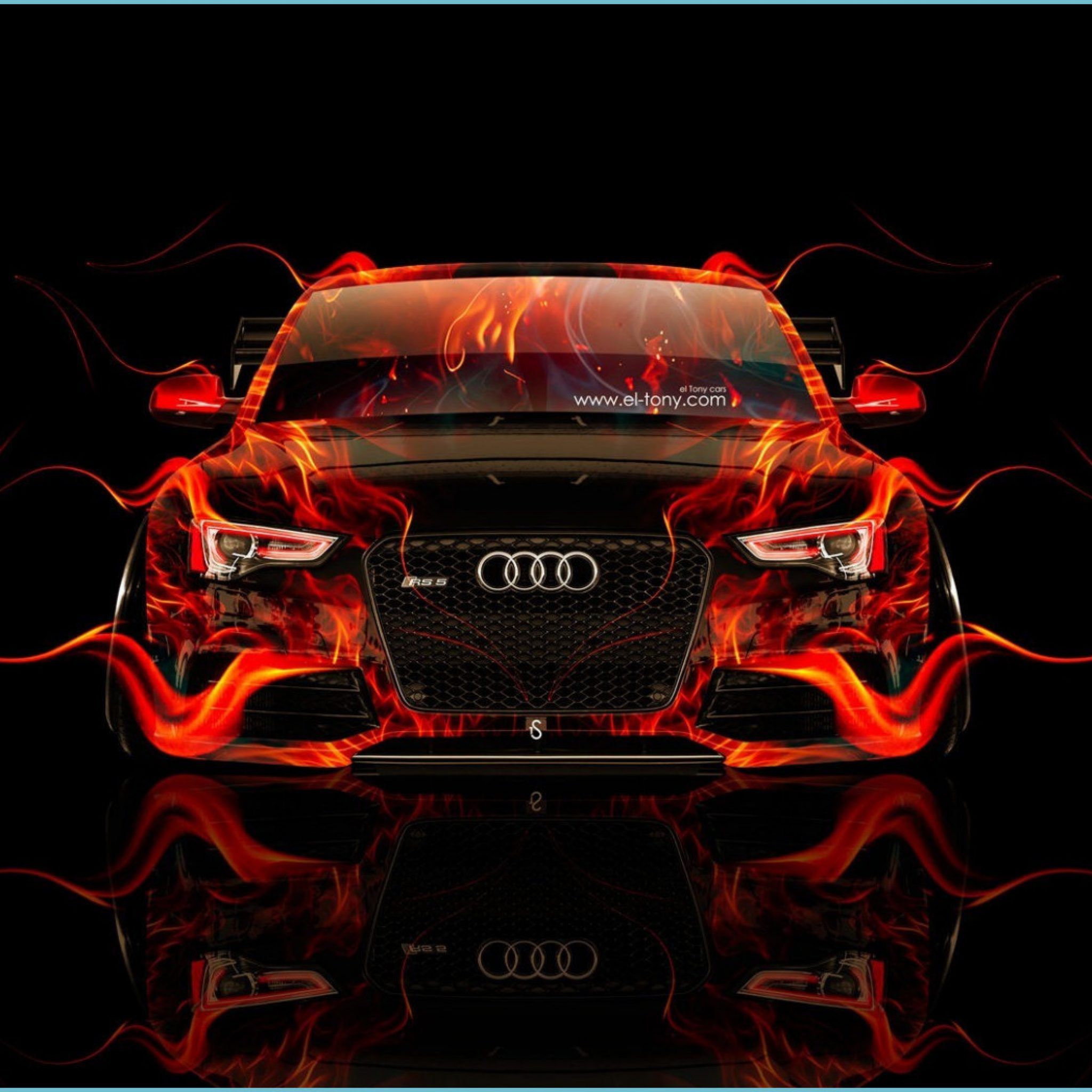 Audi RS5 fiamme fuoco, coupé, 2048x2048 Hi-Res, PC
