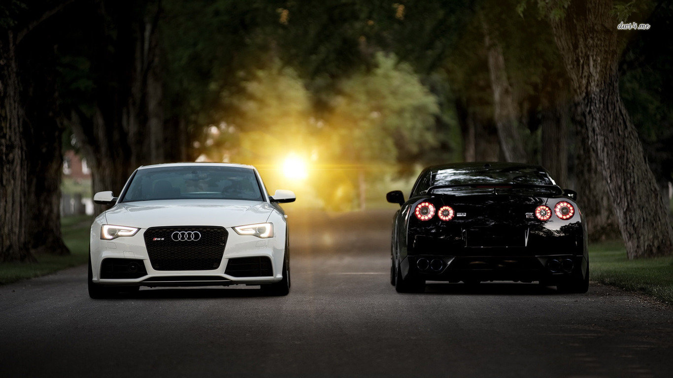 Audi RS bianca Nissan GT-R, 1366x768 720p, Laptop