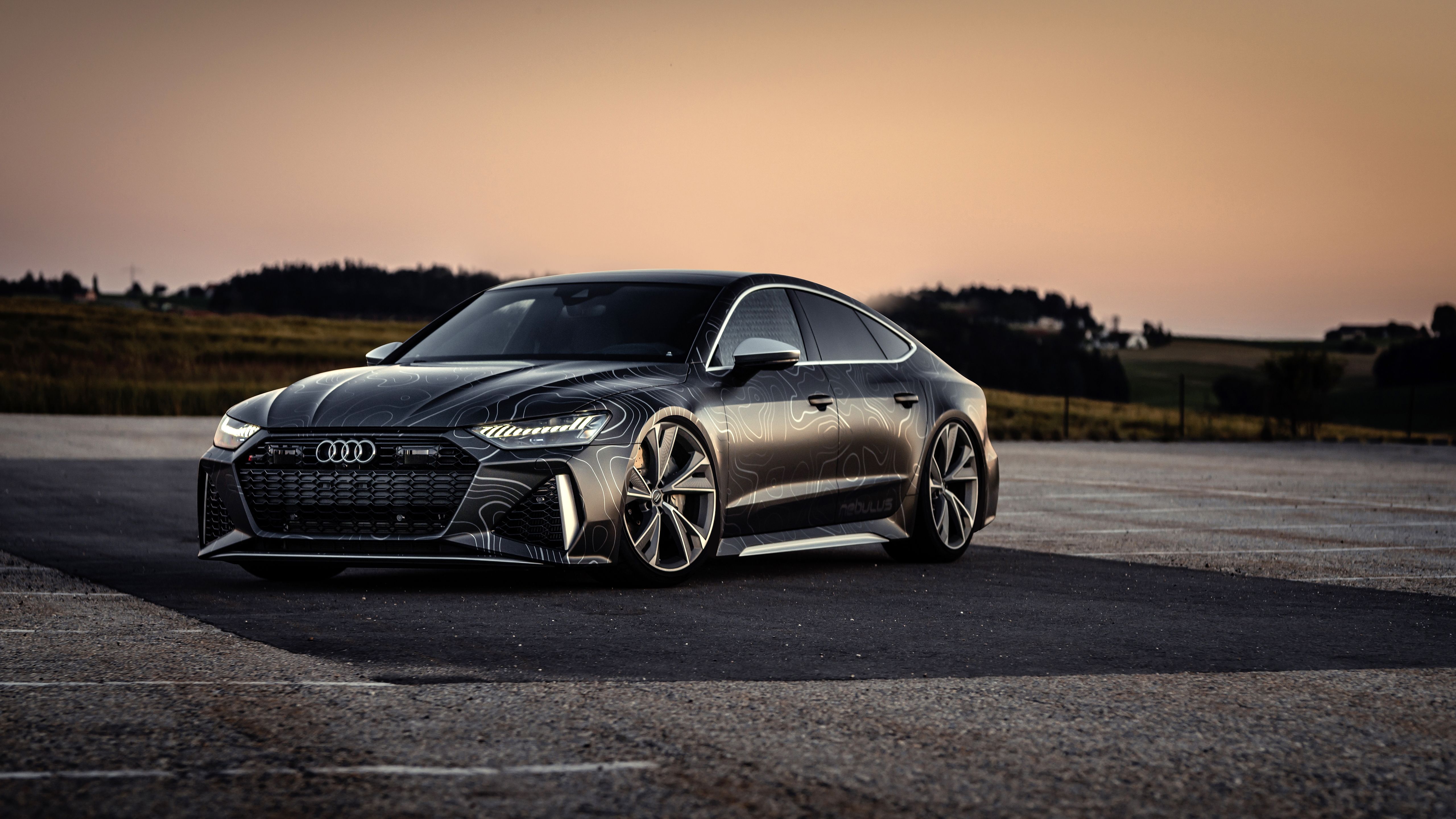 Audi RS7 grigia tramonto, V8 biturbo, 5120x2880 4K, Desktop 4K