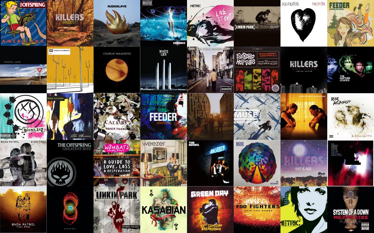 Collage copertine album rock, 1280x800 720p, PC