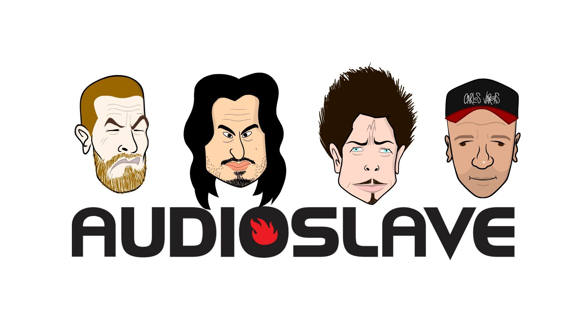 Logo Audioslave con caricature banda, 1920x1080 Full HD, Laptop