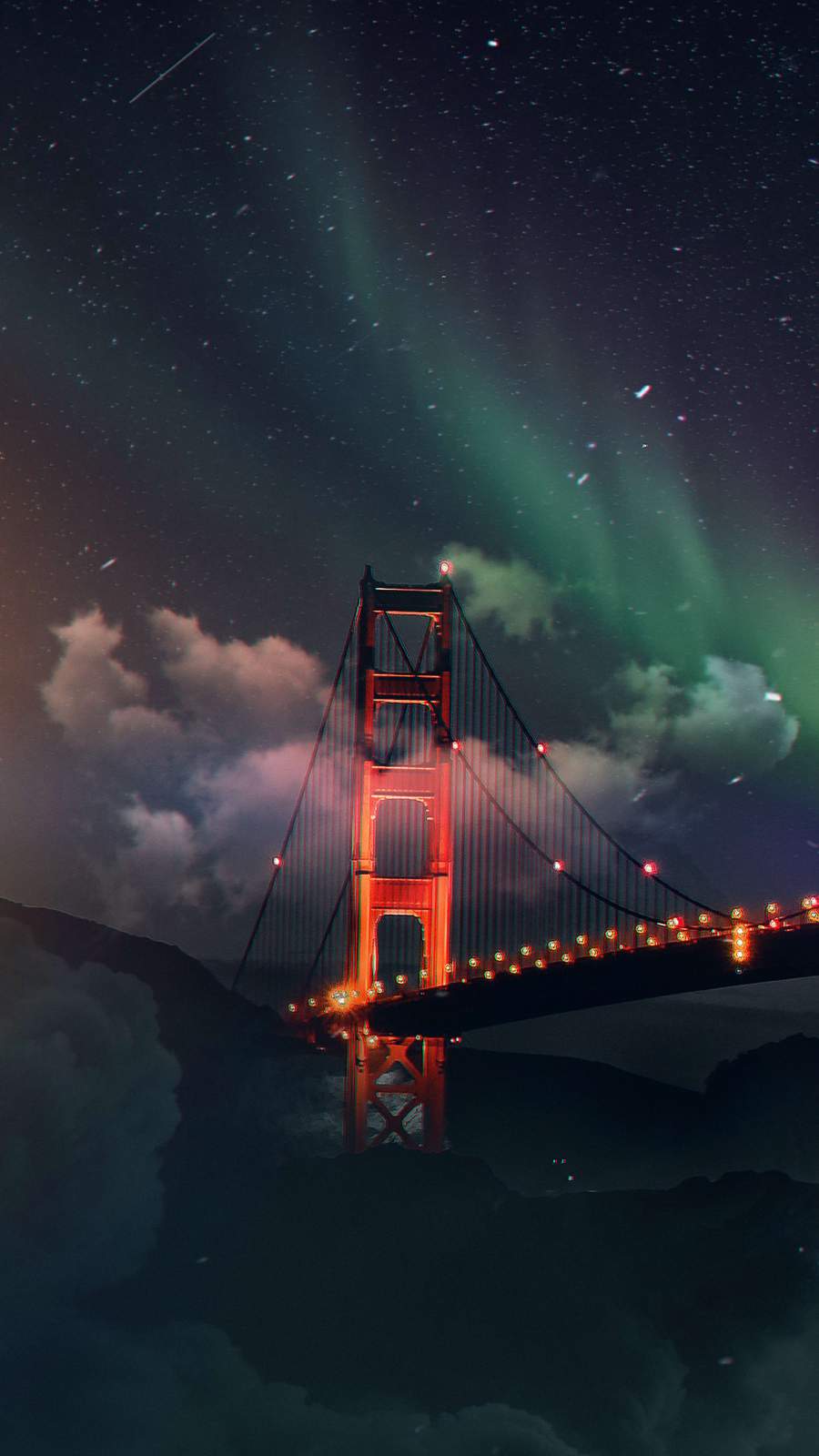 Golden Gate Bridge aurora boreale, 900x1600 Verticale, Telefono