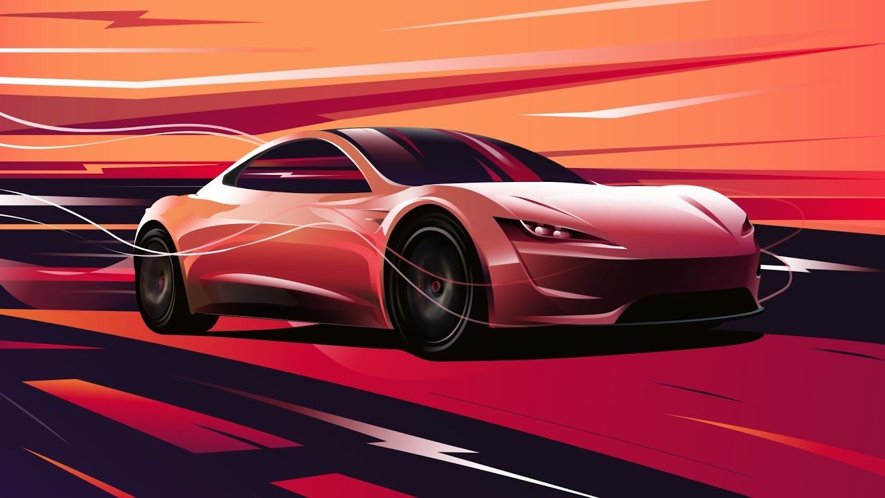 Tesla Roadster rossa illustrazione, Elon Musk, 1280x720 720p, Laptop