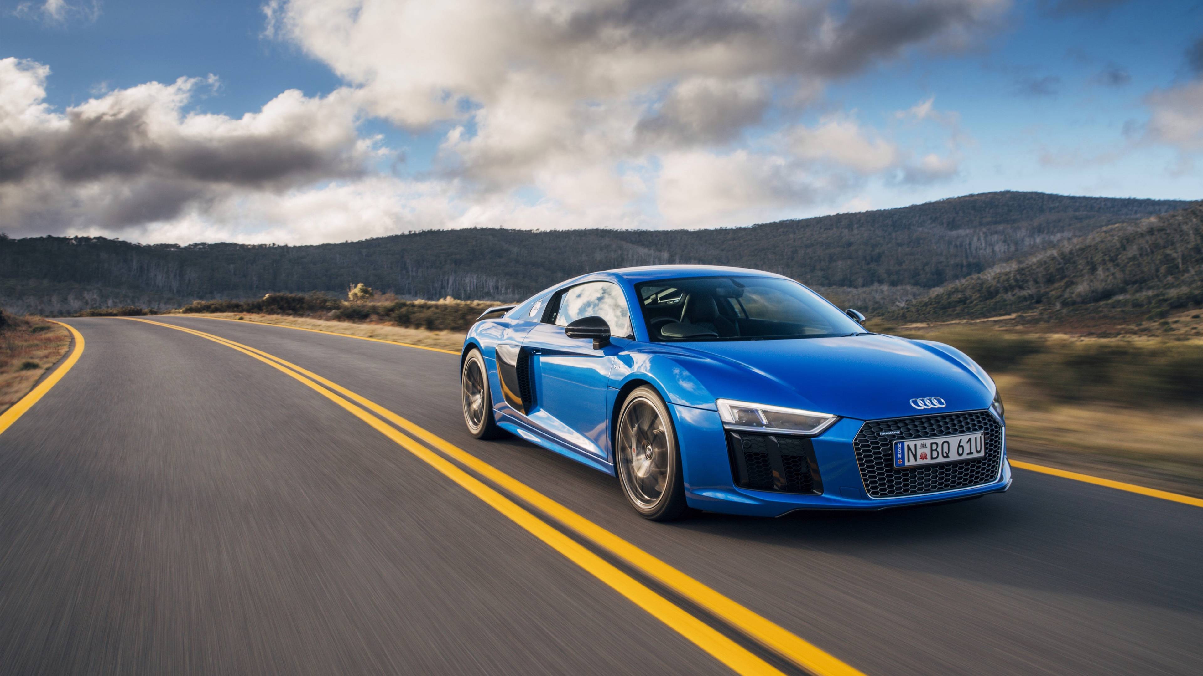 Audi R8 blu strada montagna, 3840x2160 4K Ultra HD, Monitor 4K
