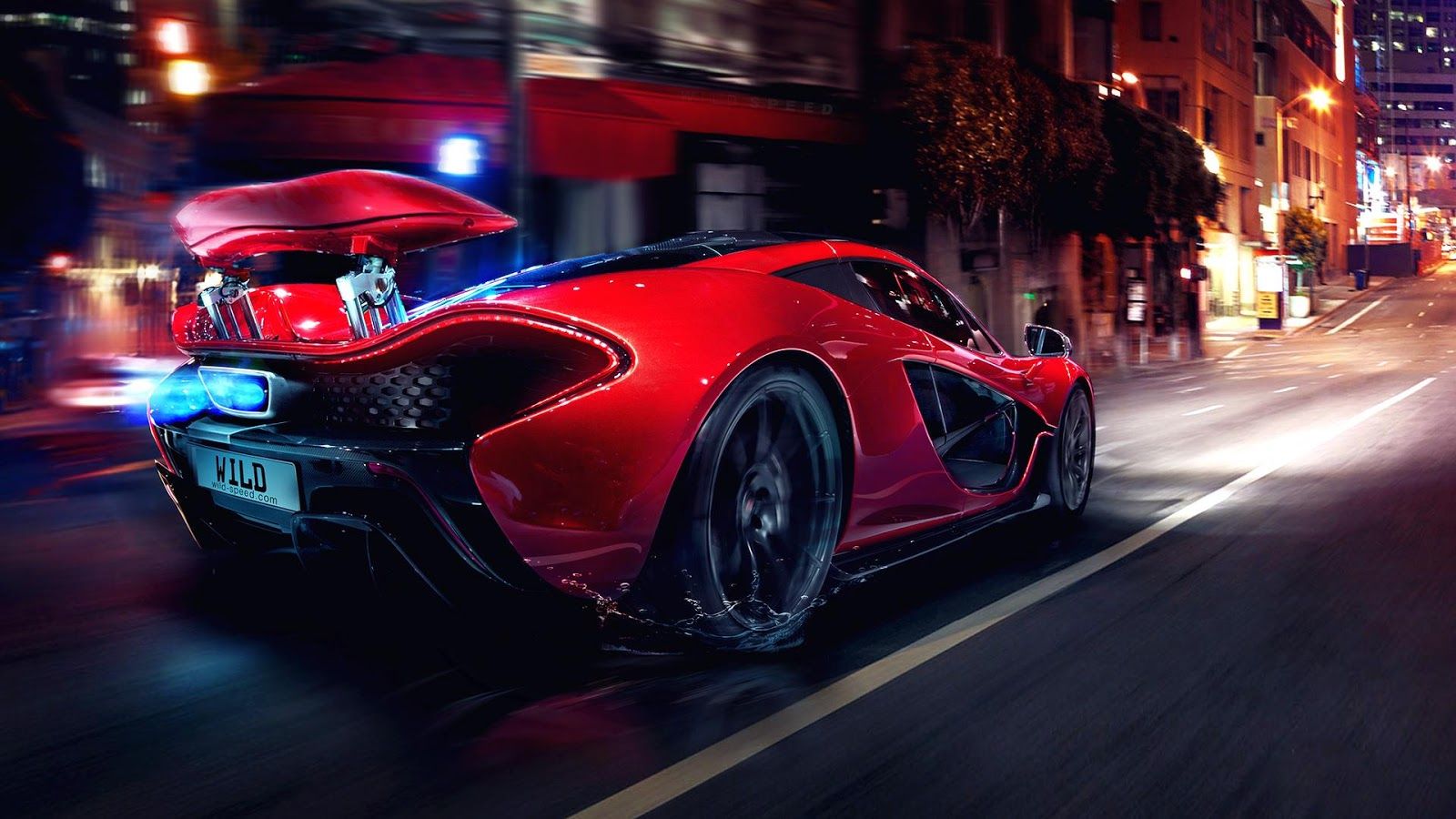 McLaren P1 rossa strada notte, supercar britannica, 1600x900 HD, Desktop