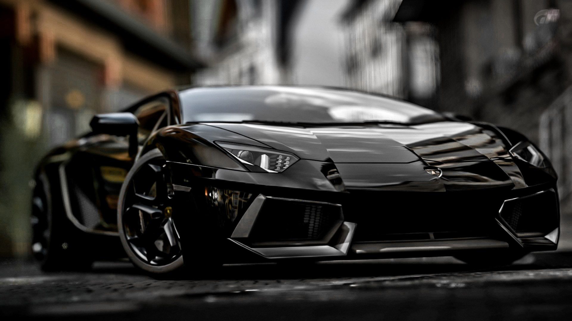 Lamborghini Aventador nera vicolo, supercar italiana, 1920x1080 1080p, Desktop