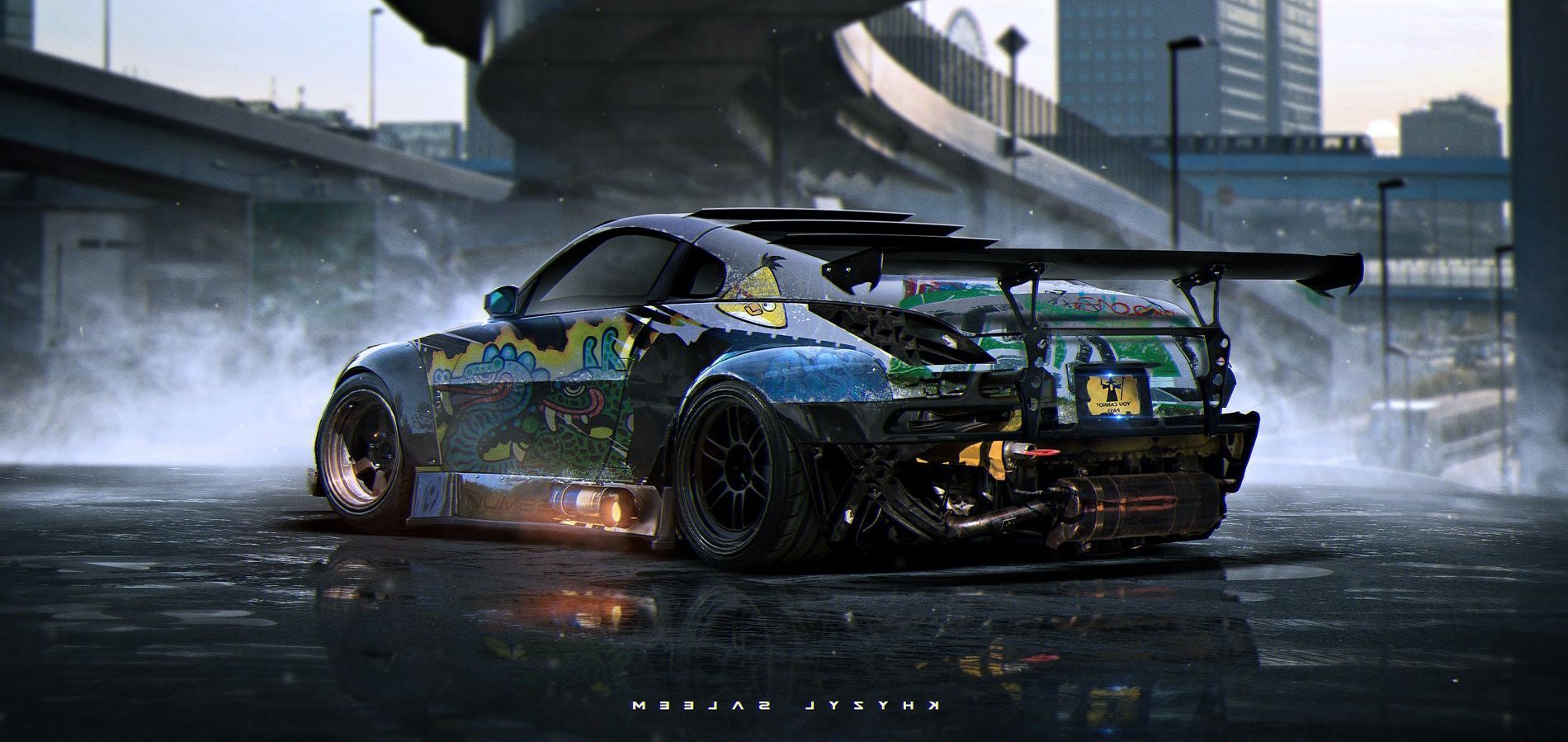 Mazda RX-7 drift futuristica, 1900x899 HD, Desktop