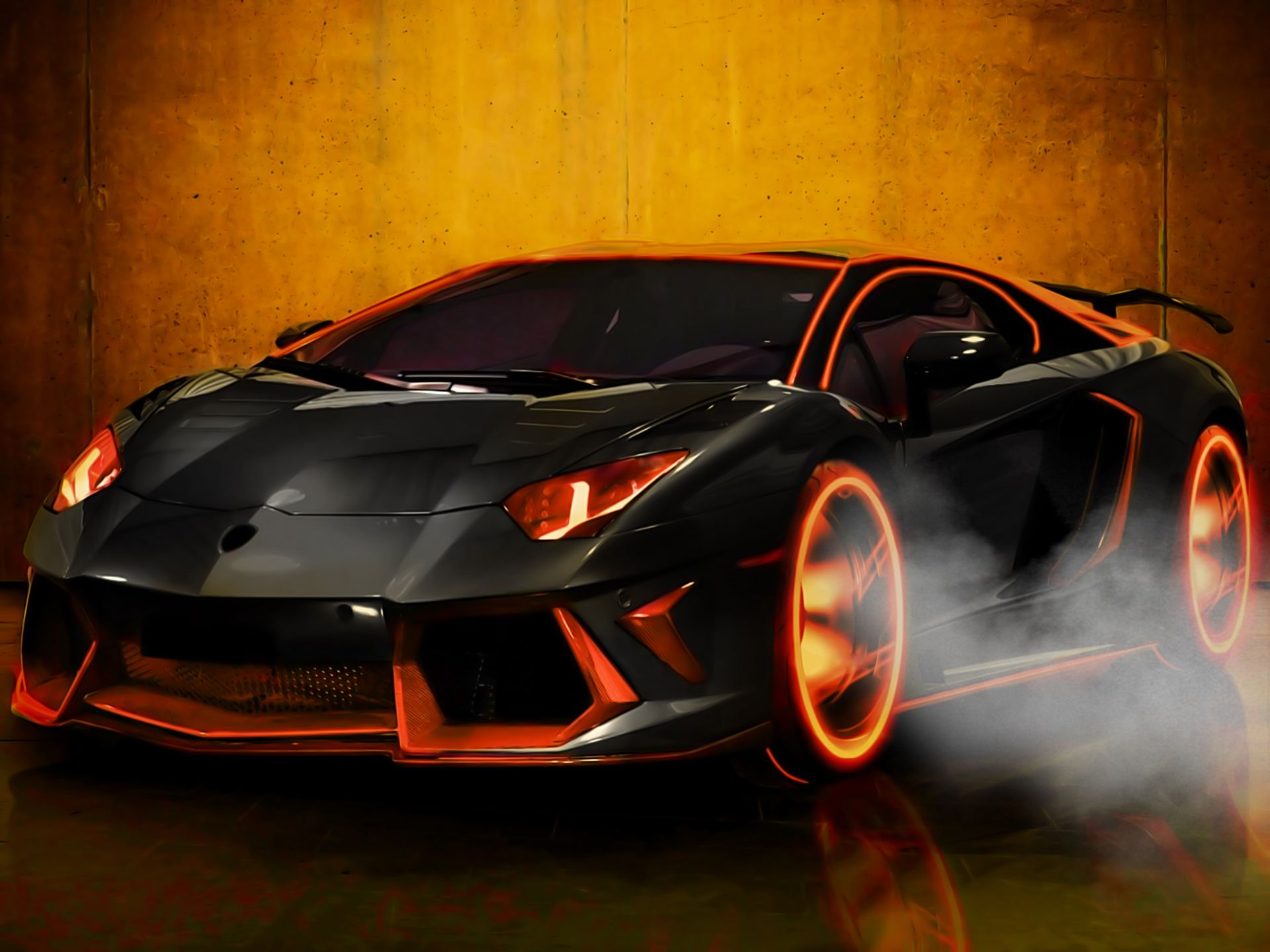 Lamborghini nera con luci arancioni, Sant'Agata Bolognese, 1920x1440 Full HD+ WUXGA, Laptop