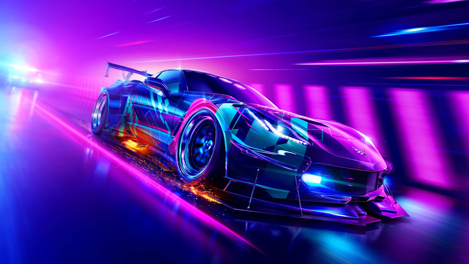 Auto sportiva neon viola, 1920x1080 Full HD, PC