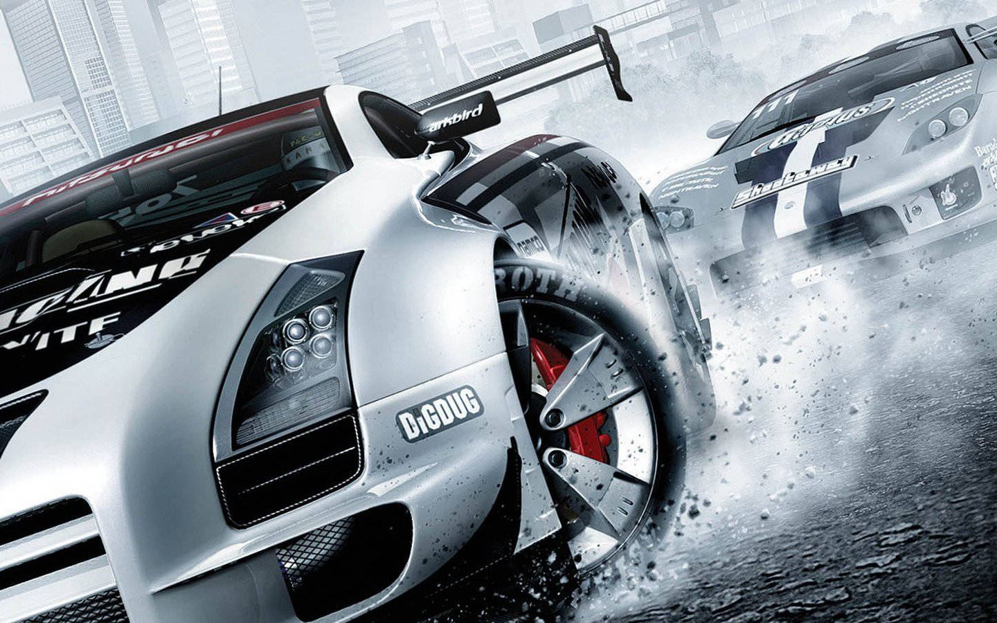 Auto da corsa bianca e nera, 1440x900 HD, Desktop