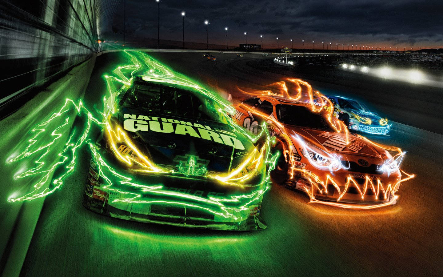 Auto da corsa neon luminose, 1440x900 HD, Desktop