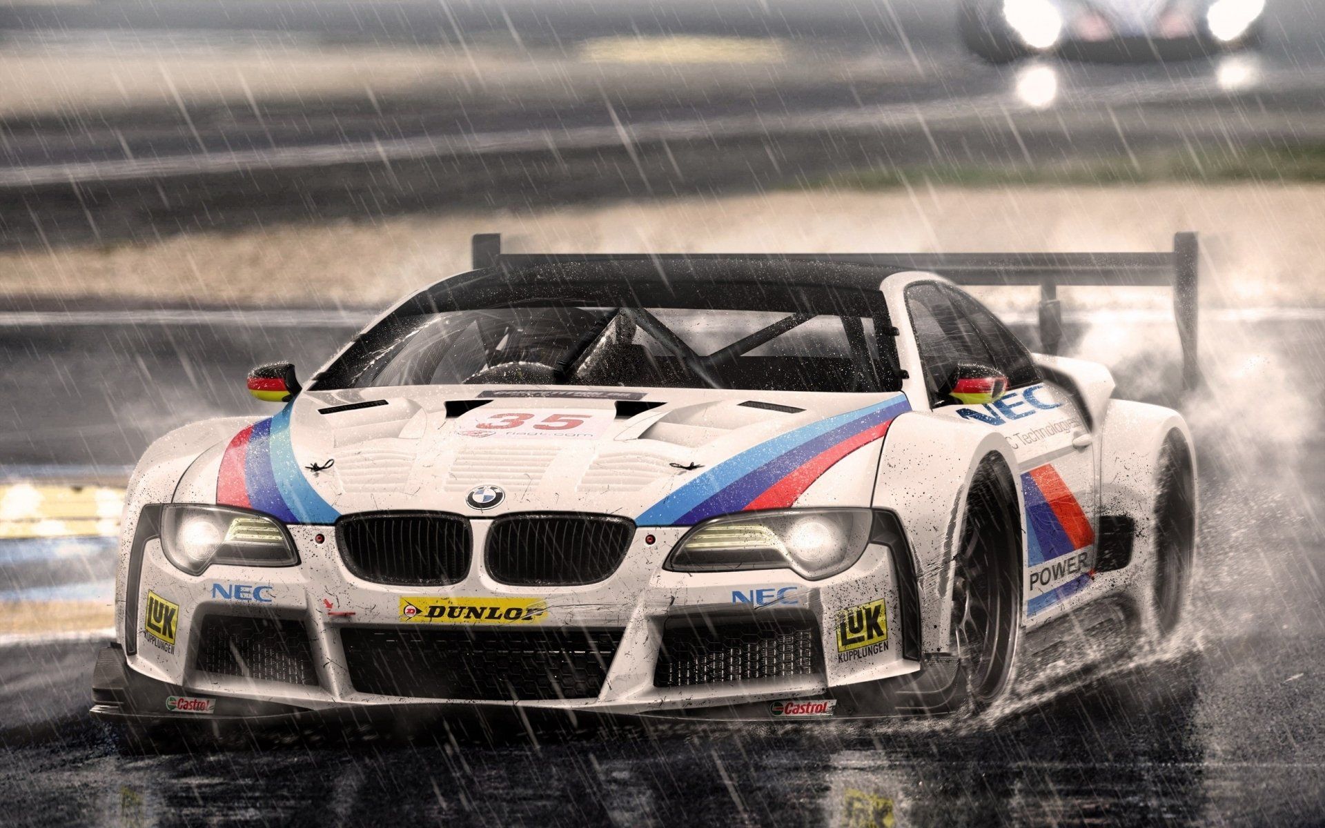 BMW auto da corsa pioggia, 1920x1200 Full HD+, Desktop