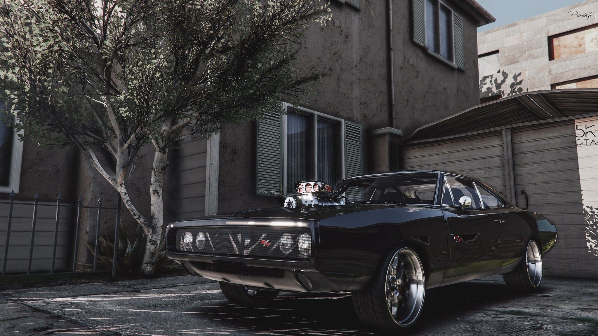 Dodge Charger nera, Fast Furious, 2048x1152 alta risoluzione, Desktop