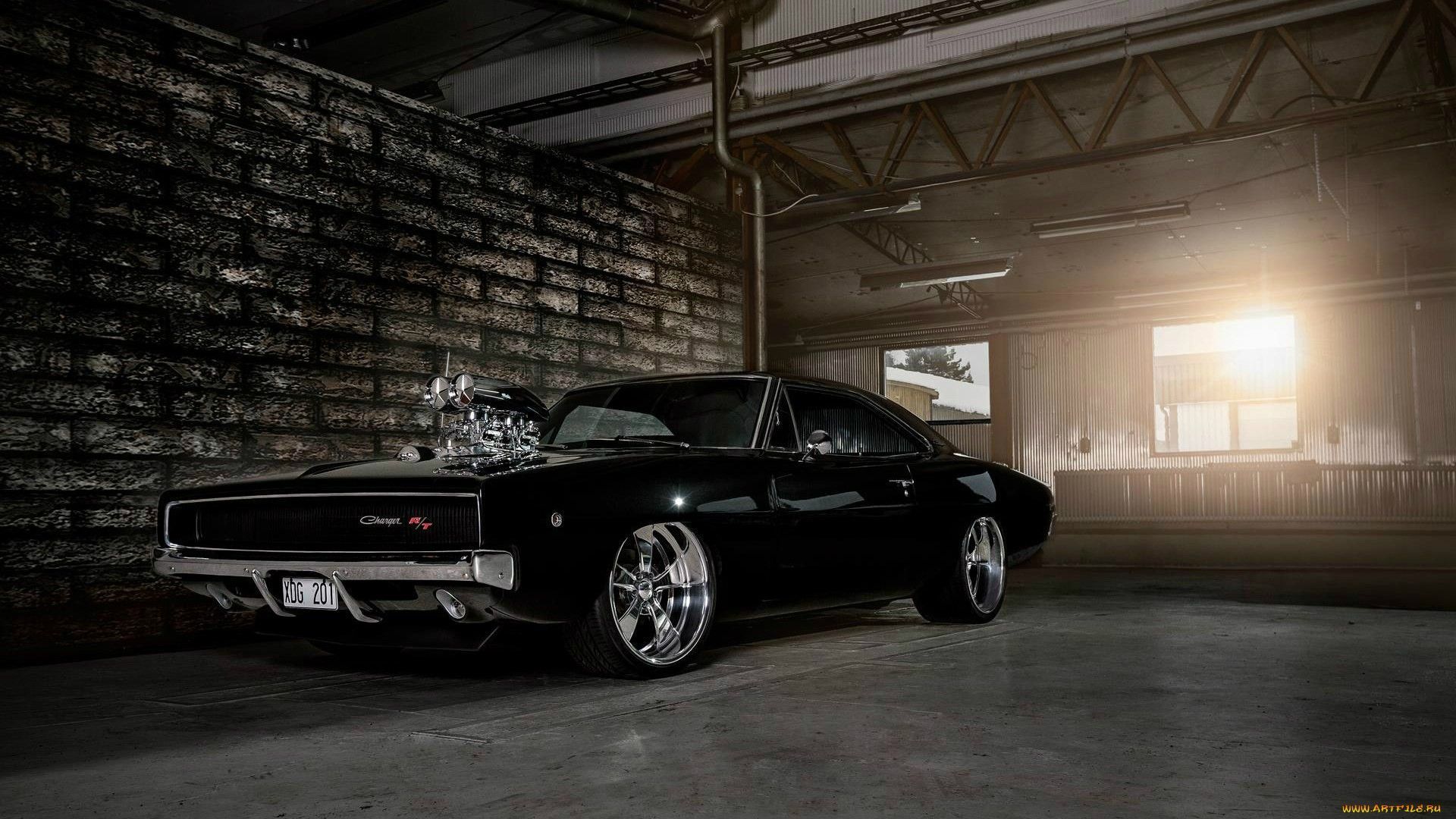 Dodge Charger nera muscle car, V8, 1920x1080 1080p, Desktop