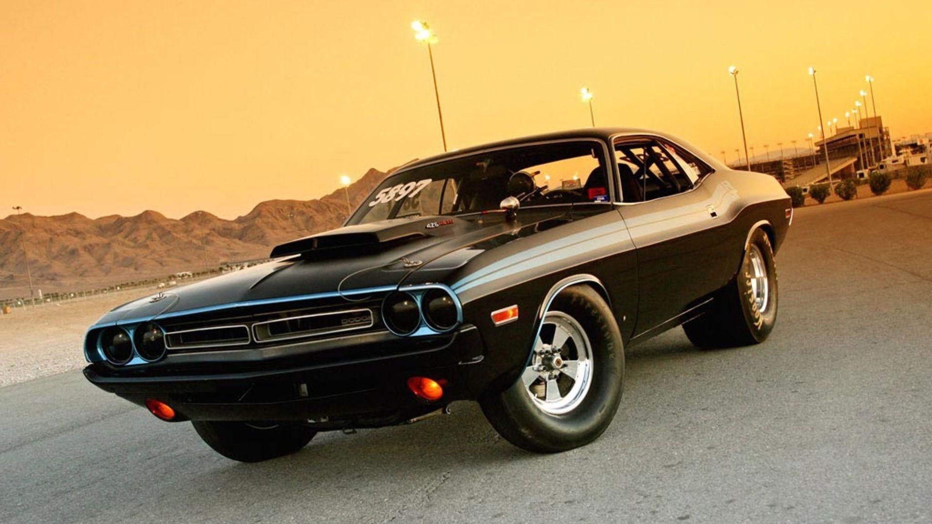 Dodge Challenger nera deserto, 1920x1080 Full HD, Desktop
