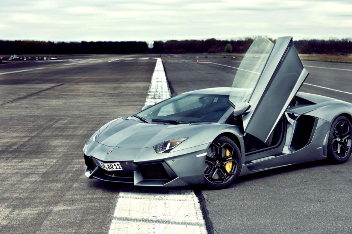 Lamborghini Aventador grigia aeroporto, Sant'Agata Bolognese, 1212x807 HD, Laptop