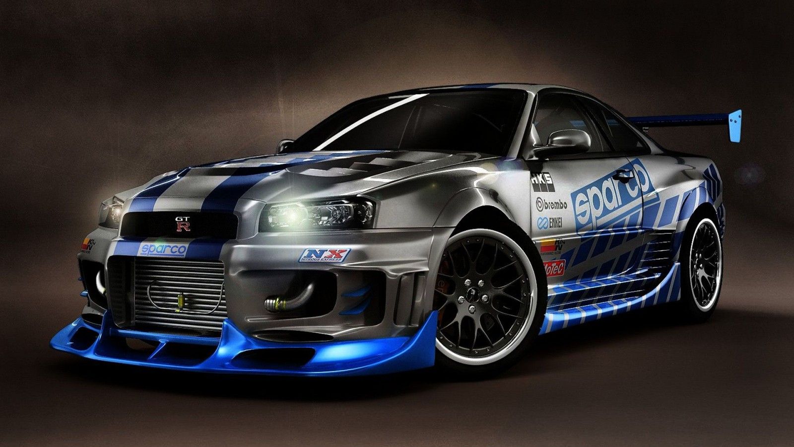 Nissan Skyline GT-R modificata blu, 1600x900 HD, iMac