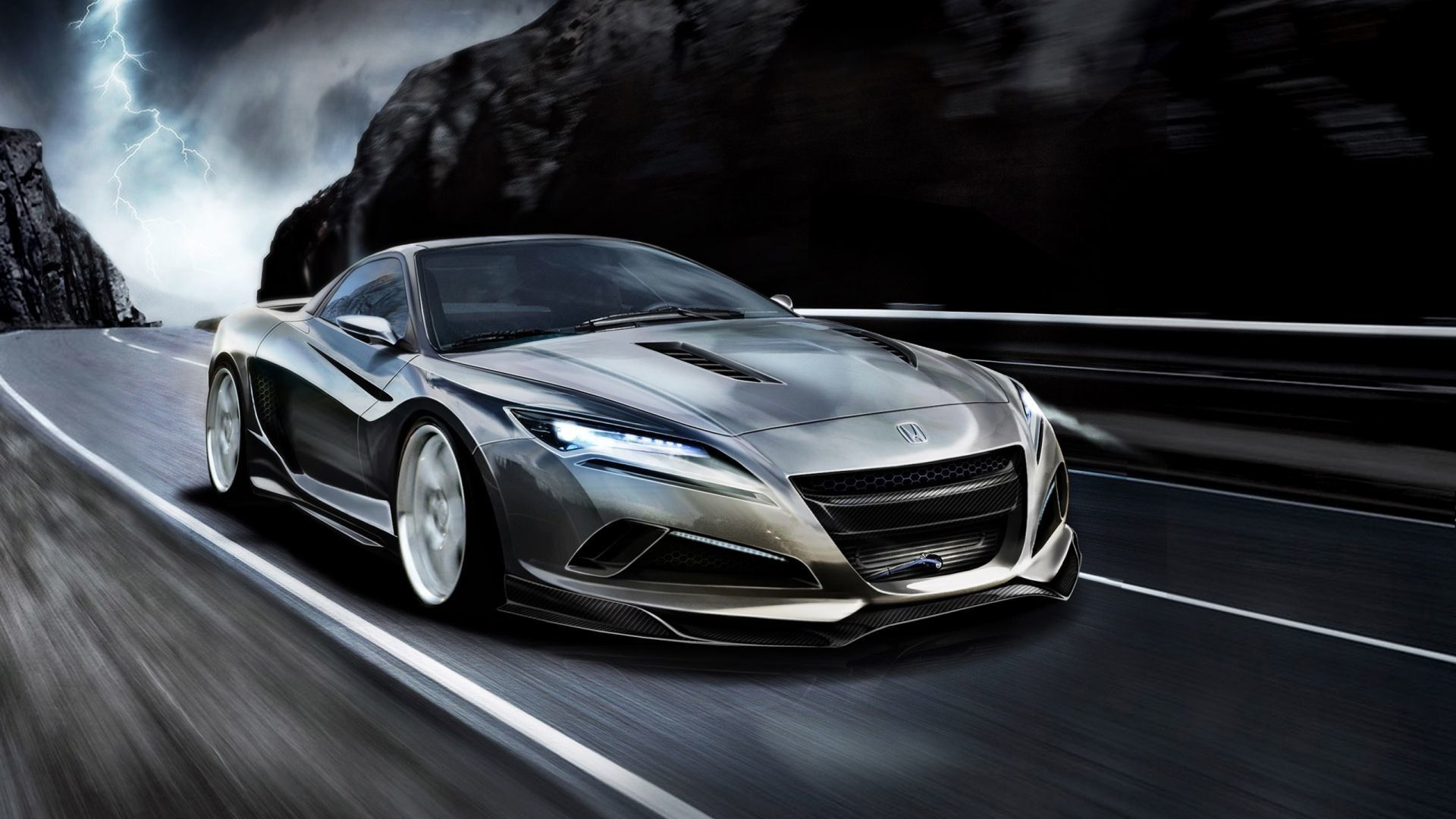 Auto sportiva grigia su strada, 1920x1080 Full HD 1080p, PC