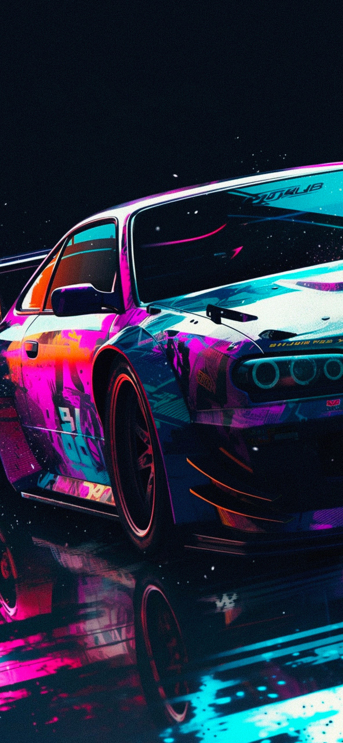 Auto da drifting colorata neon, 1183x2560 Verticale, Xiaomi