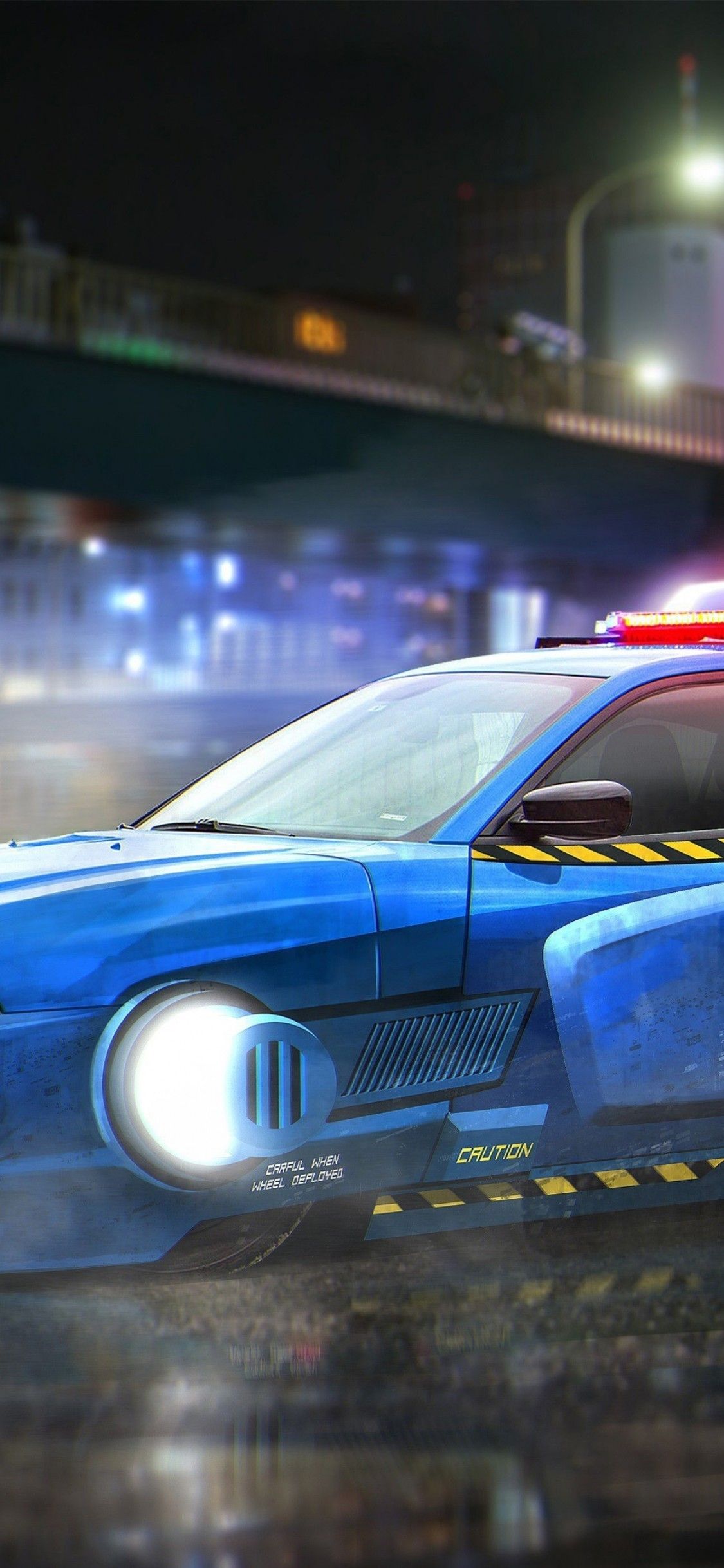 Auto polizia futuristica blu, 1125x2436 Full HD Verticale, iPhone Plus