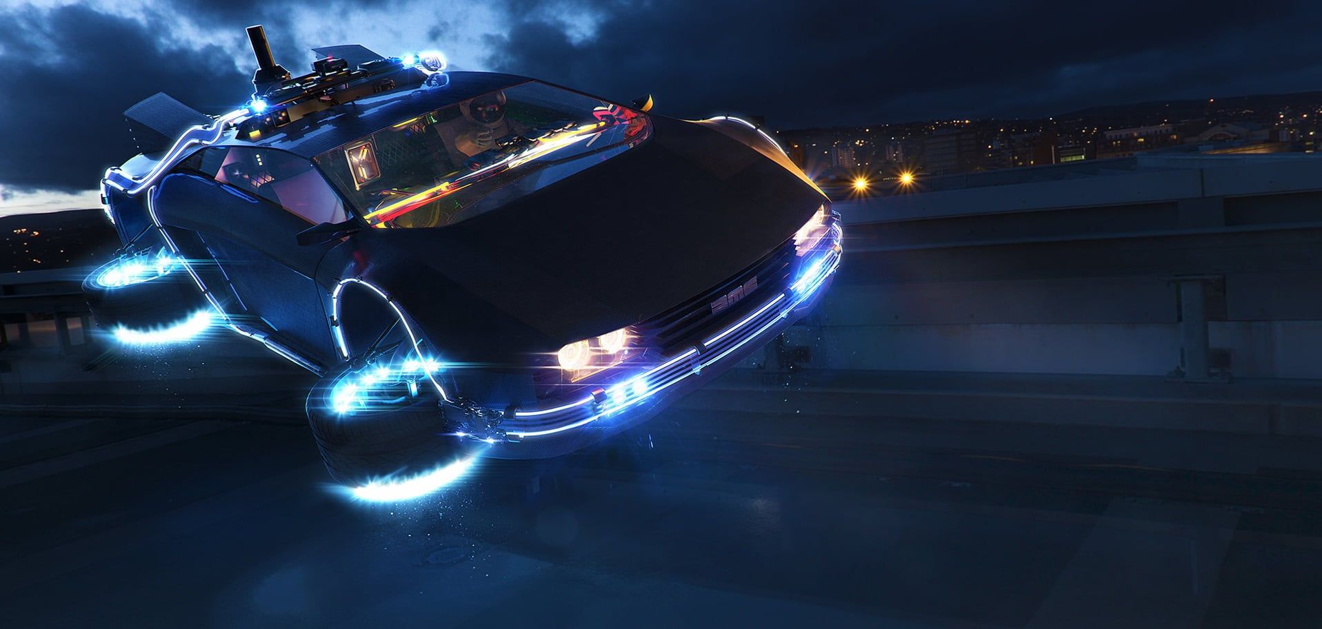 DeLorean auto volante notturna, 1917x913 900p, Laptop