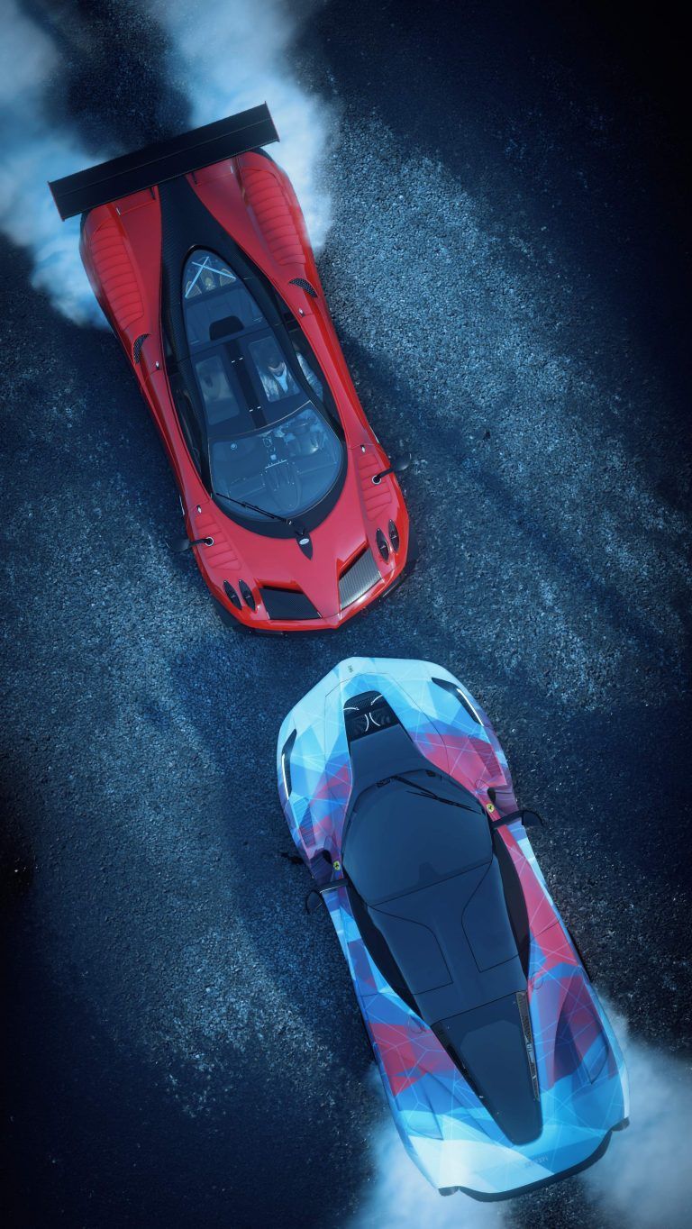 Auto sportive futuristiche rosse e blu, 768x1364 Full HD Verticale, iPhone Plus