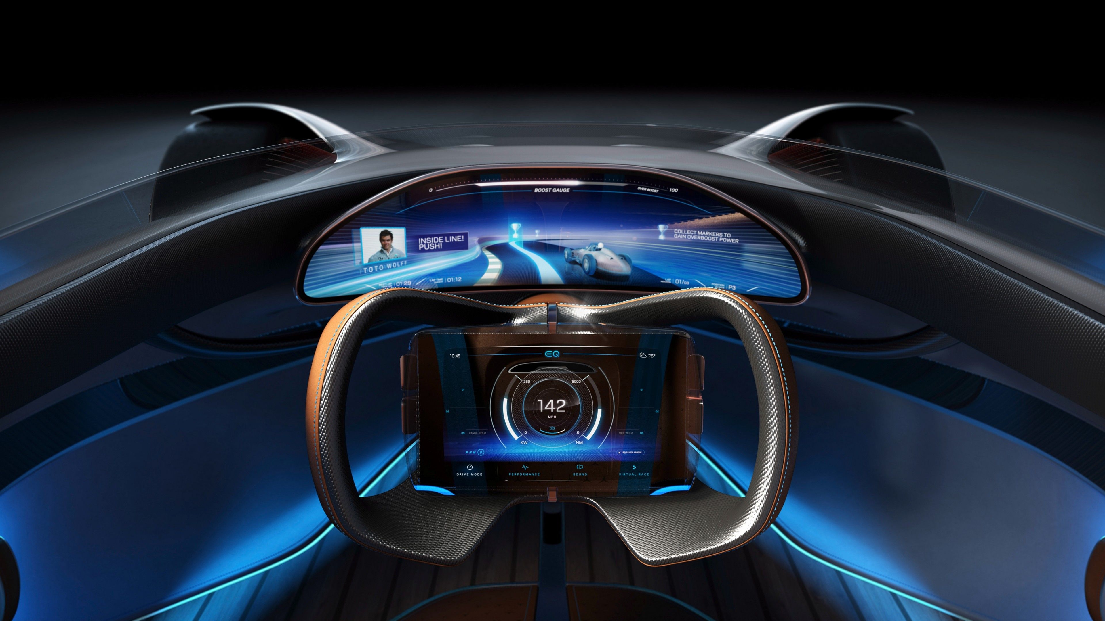 Interno auto futuristica Mercedes, 3840x2160 4K, Desktop 4K