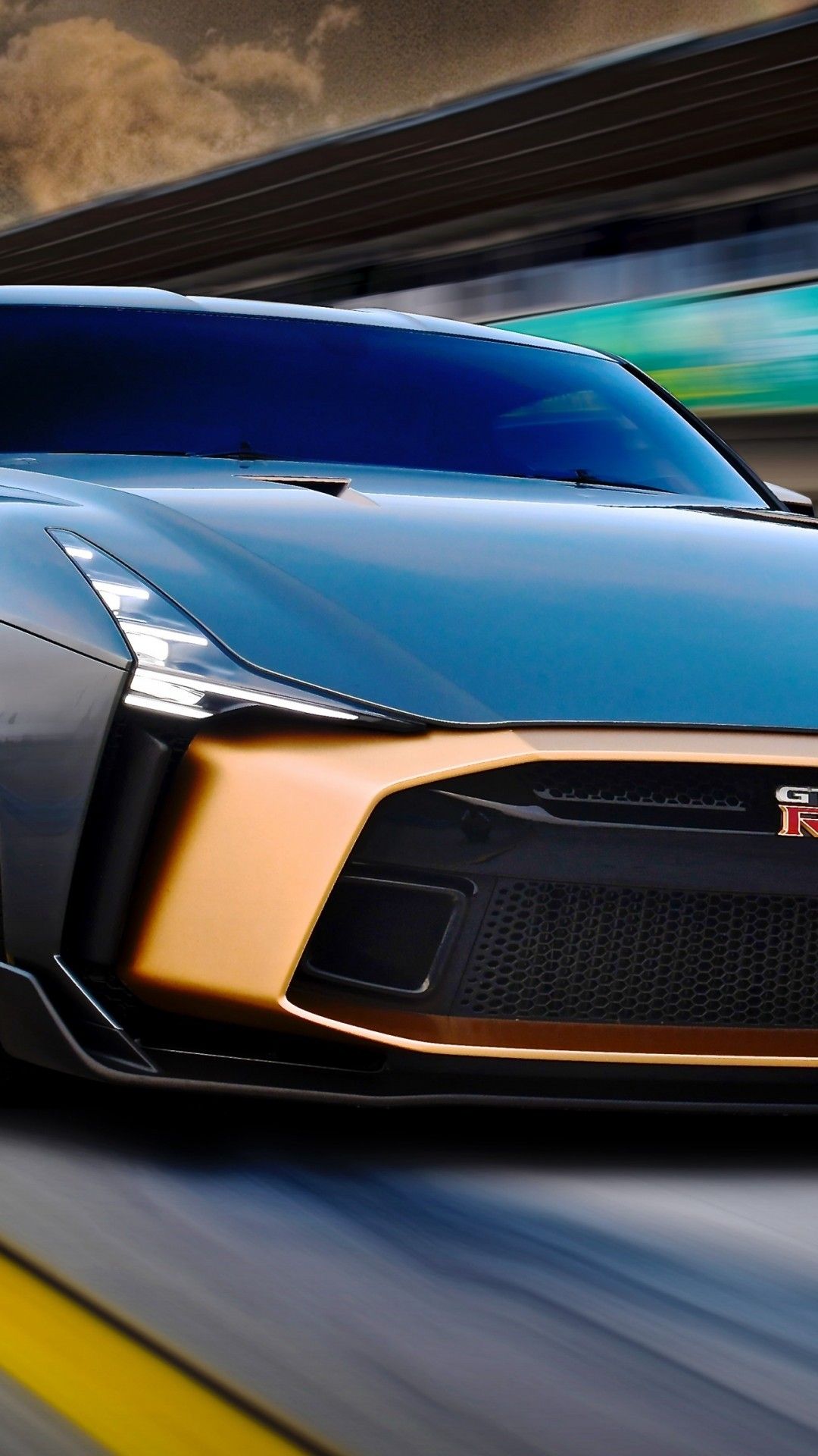 Nissan GT-R50 futuristica pista, 1080x1920 Verticale, iPhone Pro