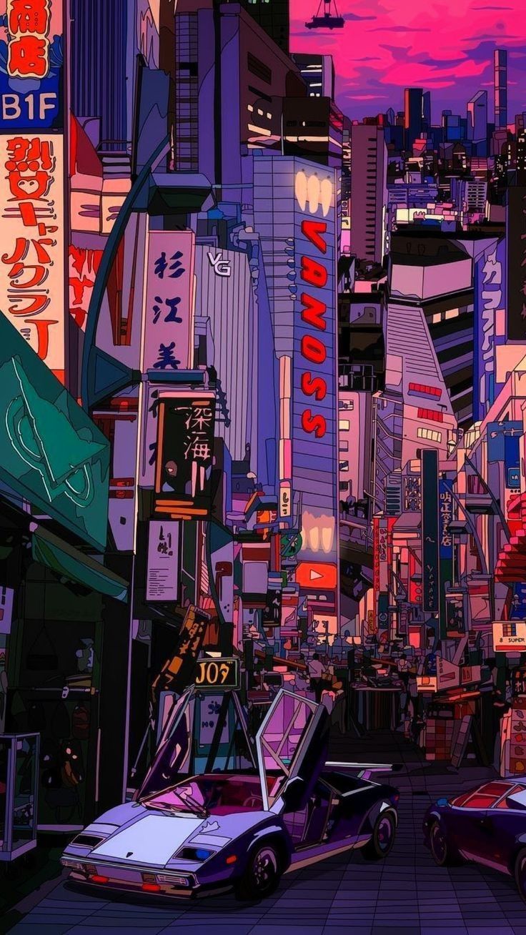 Città giapponese al neon, 736x1308 Verticale, iPhone Pro Max
