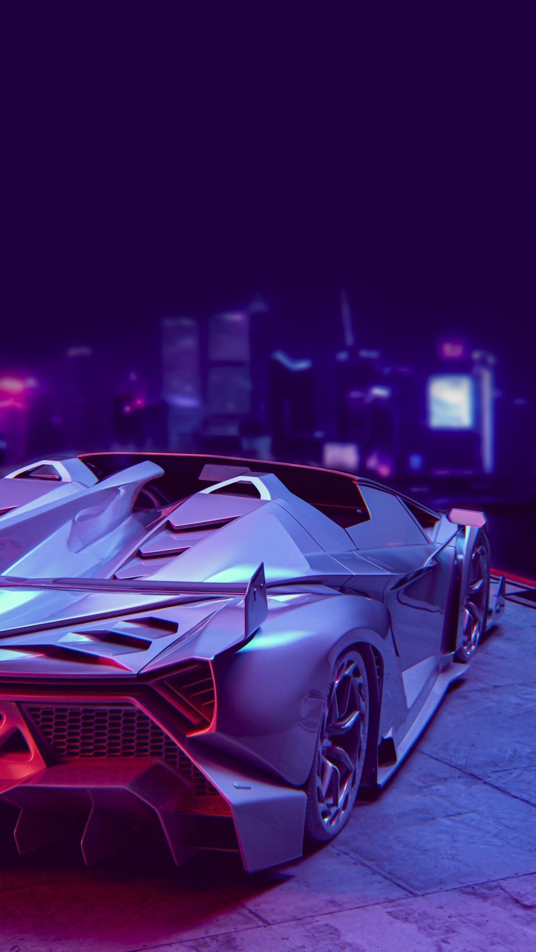 Auto sportiva futuristica neon, 1080x1920 Verticale, iPhone Pro