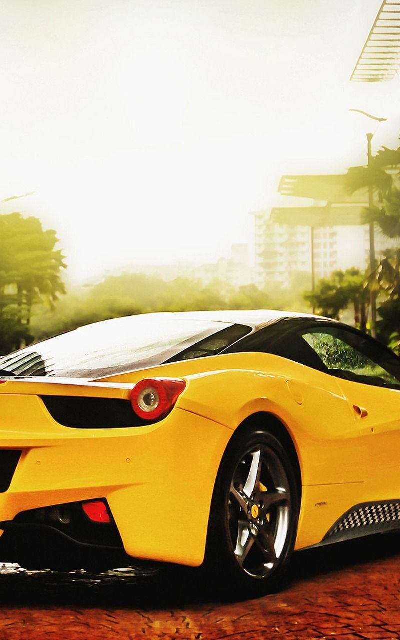 Ferrari gialla vista posteriore, 800x1280 Full HD Verticale, Google Pixel