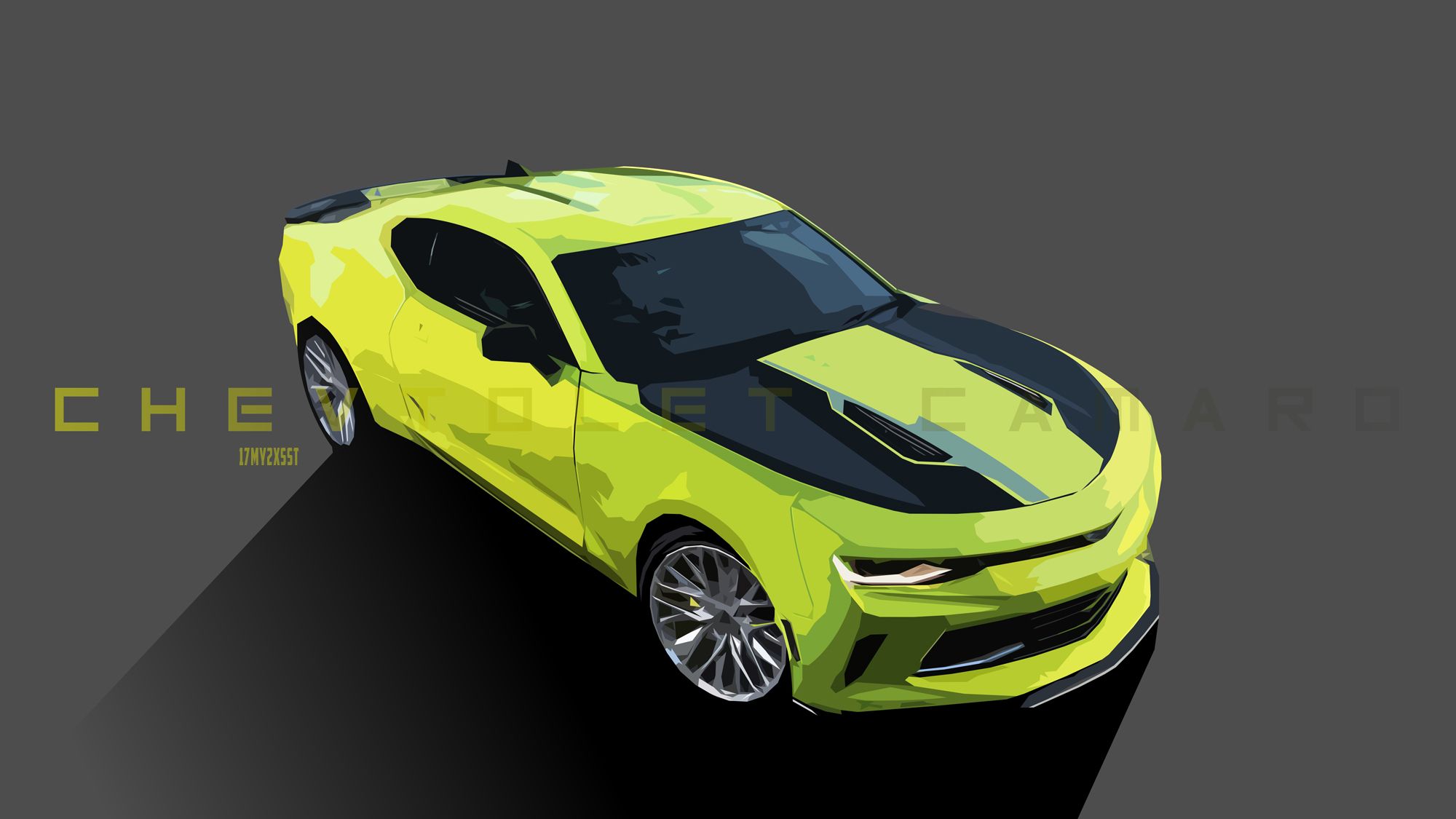 Chevrolet Camaro gialla illustrazione, 2000x1125 Hi-Res, Desktop