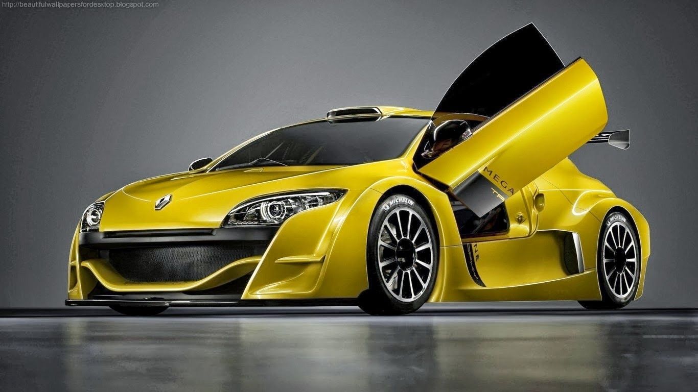 Renault Megane gialla sportiva, 1366x768 HD, Desktop