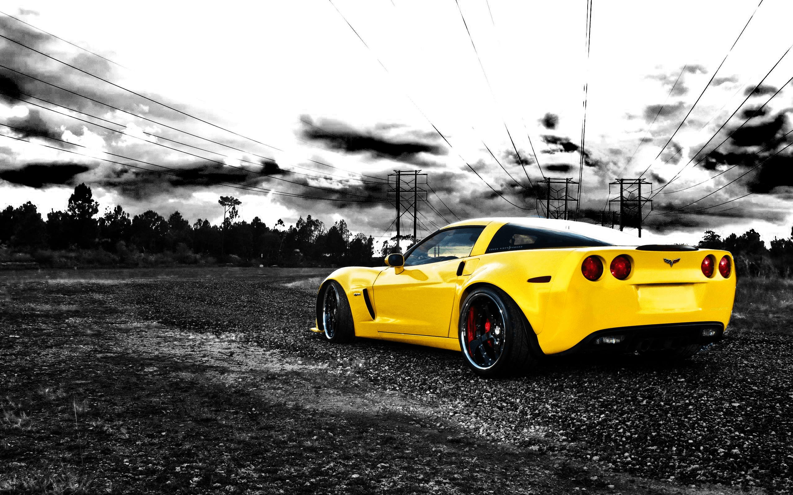 Chevrolet Corvette gialla, colorazione selettiva, sportiva americana, 2560x1600 2K+, Desktop