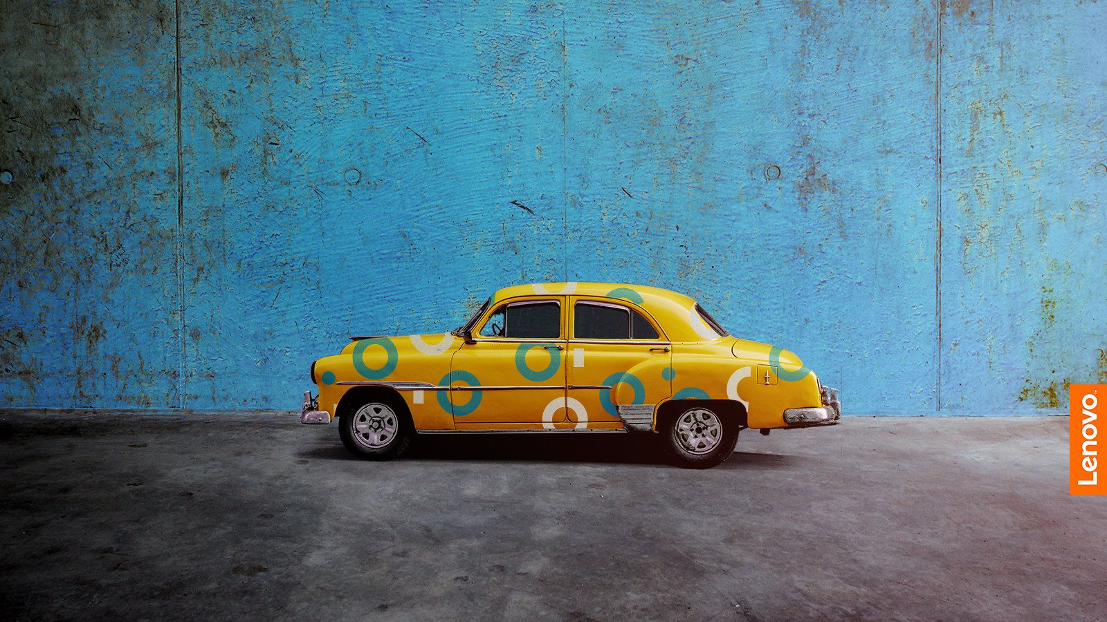 Auto gialla vintage con fiori, 1600x900 900p, Laptop