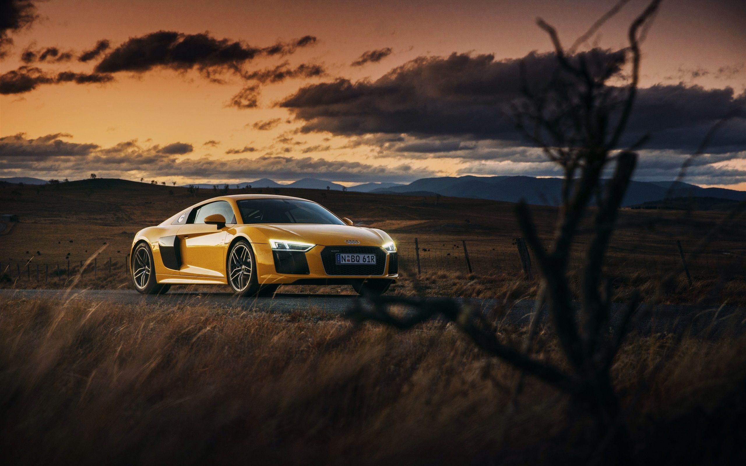 Audi R8 gialla al tramonto, 2560x1600 WQXGA, PC