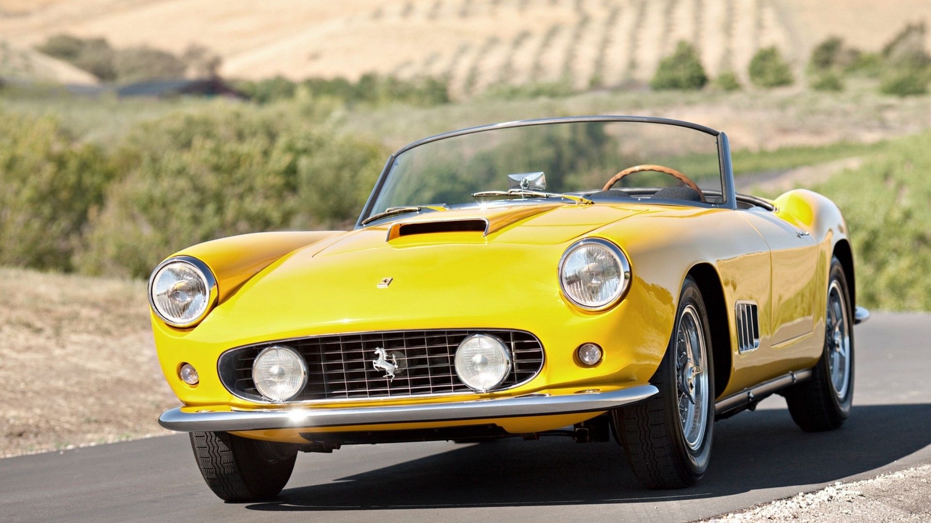 Ferrari cabrio gialla d'epoca, 1920x1080 Full HD, Desktop