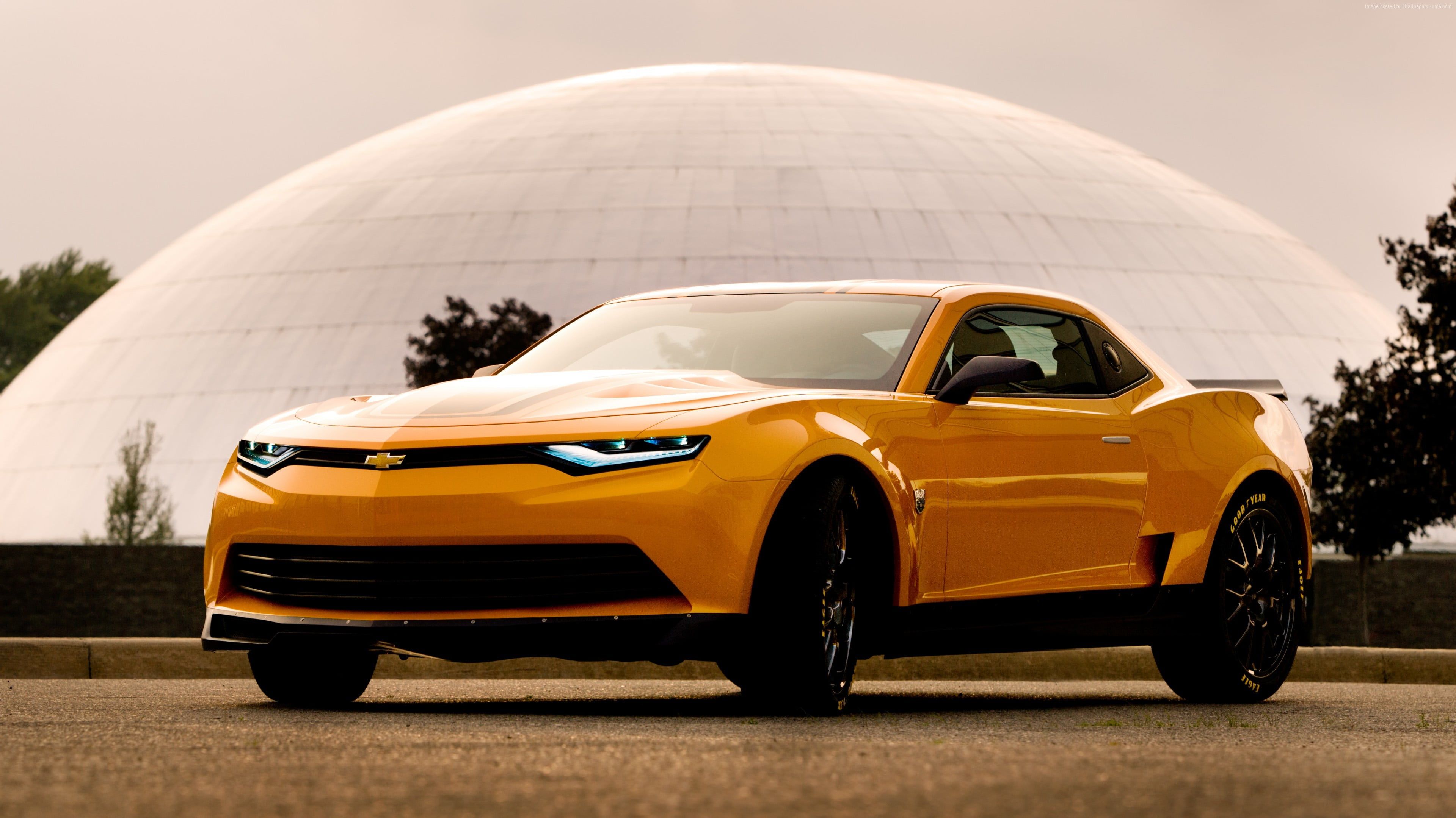 Chevrolet Camaro gialla Bumblebee, V8, 3840x2160 UHD, PC 4K