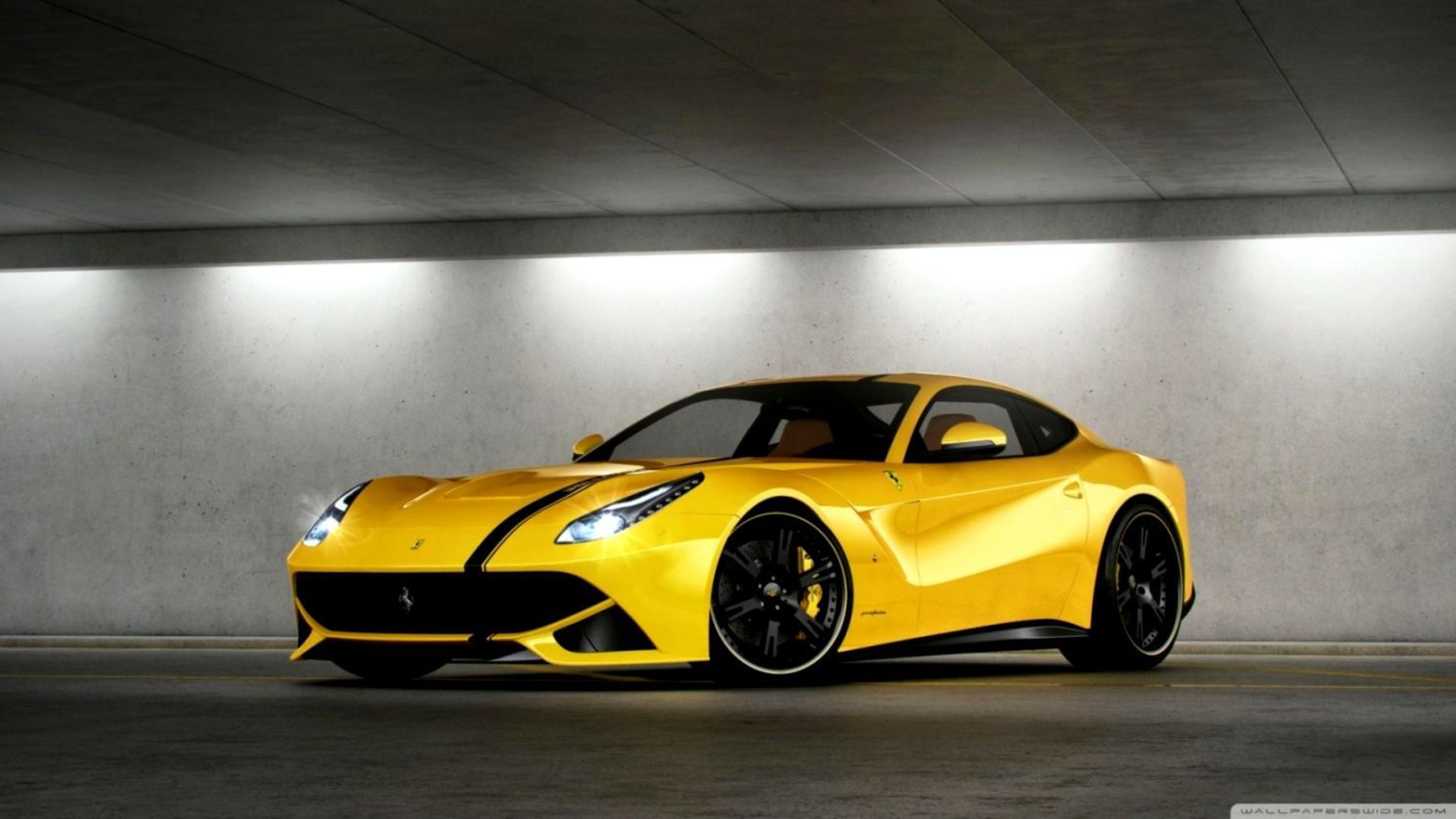 Ferrari F12 Berlinetta gialla, 1488x837 HD, Desktop
