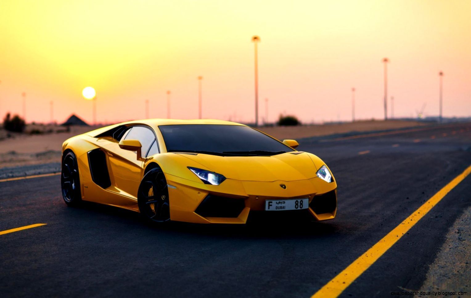 Lamborghini gialla al tramonto, 1528x966 HD, HP Laptop
