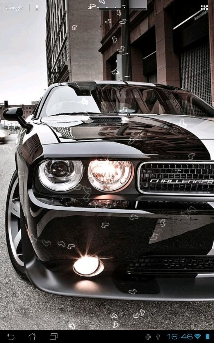 Dodge Challenger nera vista frontale, V8, 736x1177 Full HD Verticale, iPhone