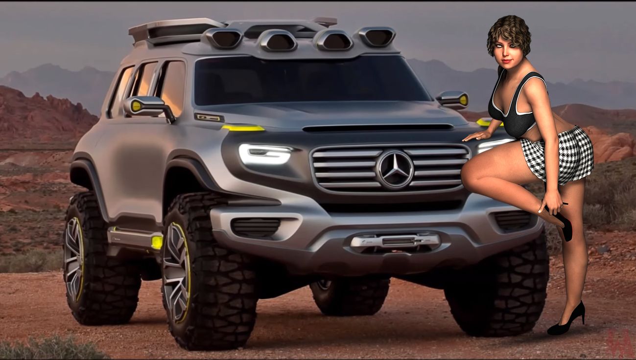 Mercedes concept SUV con modella, 1299x736 HD, Desktop