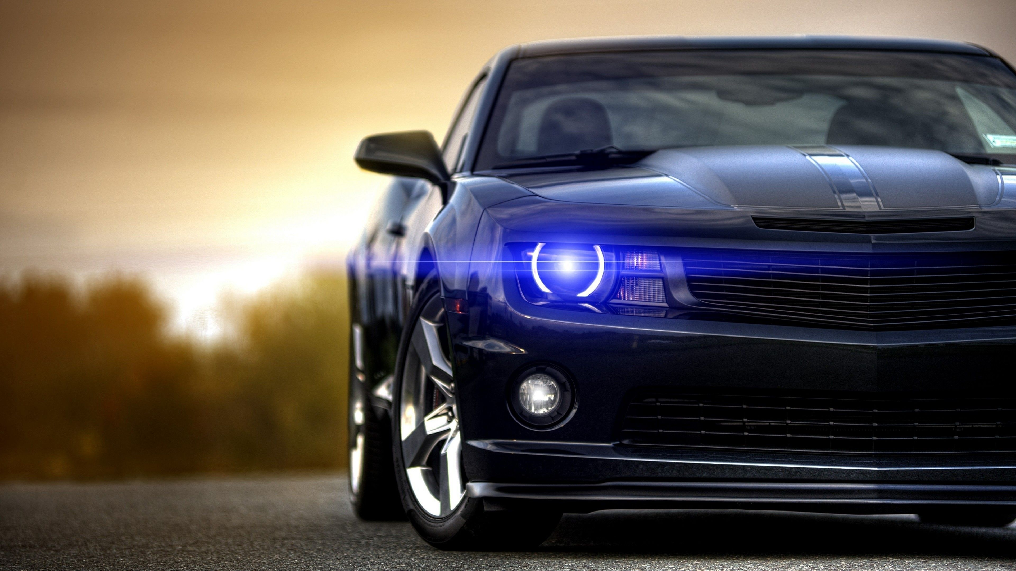 Auto sportiva blu Camaro, 3840x2160 UHD, PC 4K