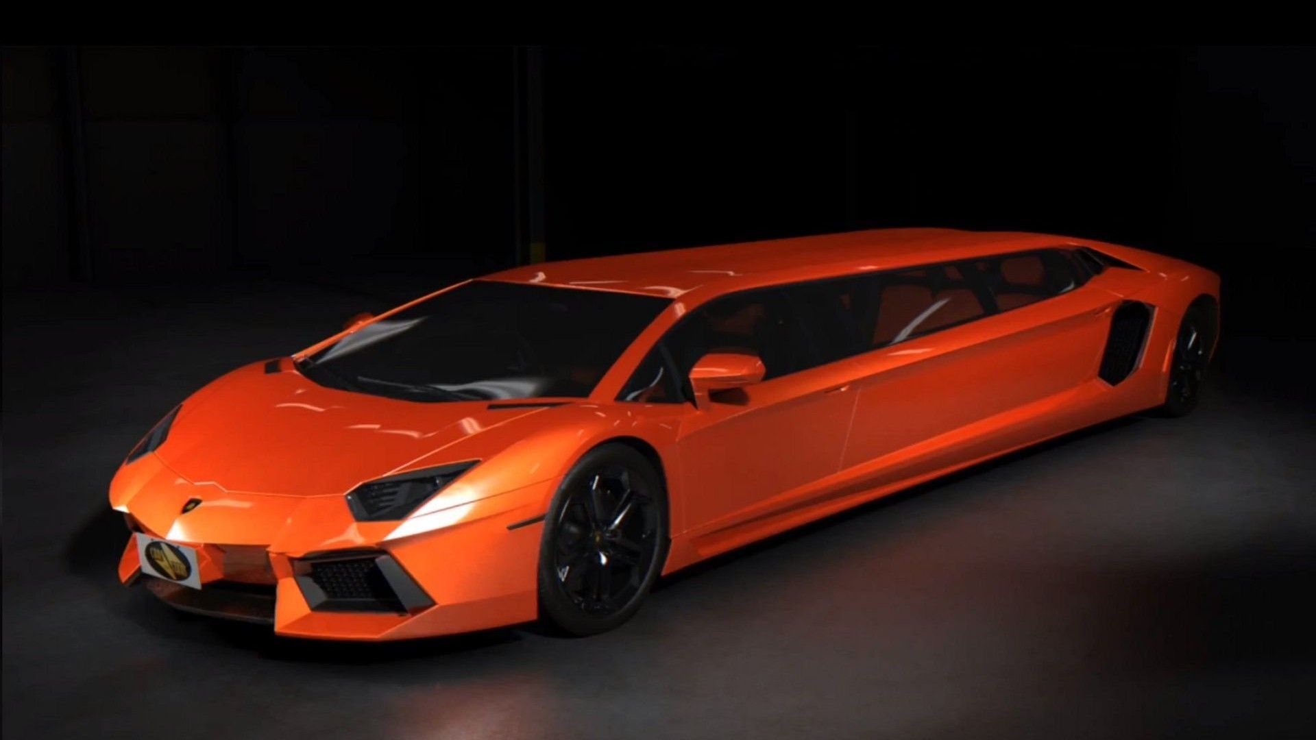 Lamborghini Aventador arancione limousine, 1920x1080 Full HD, PC